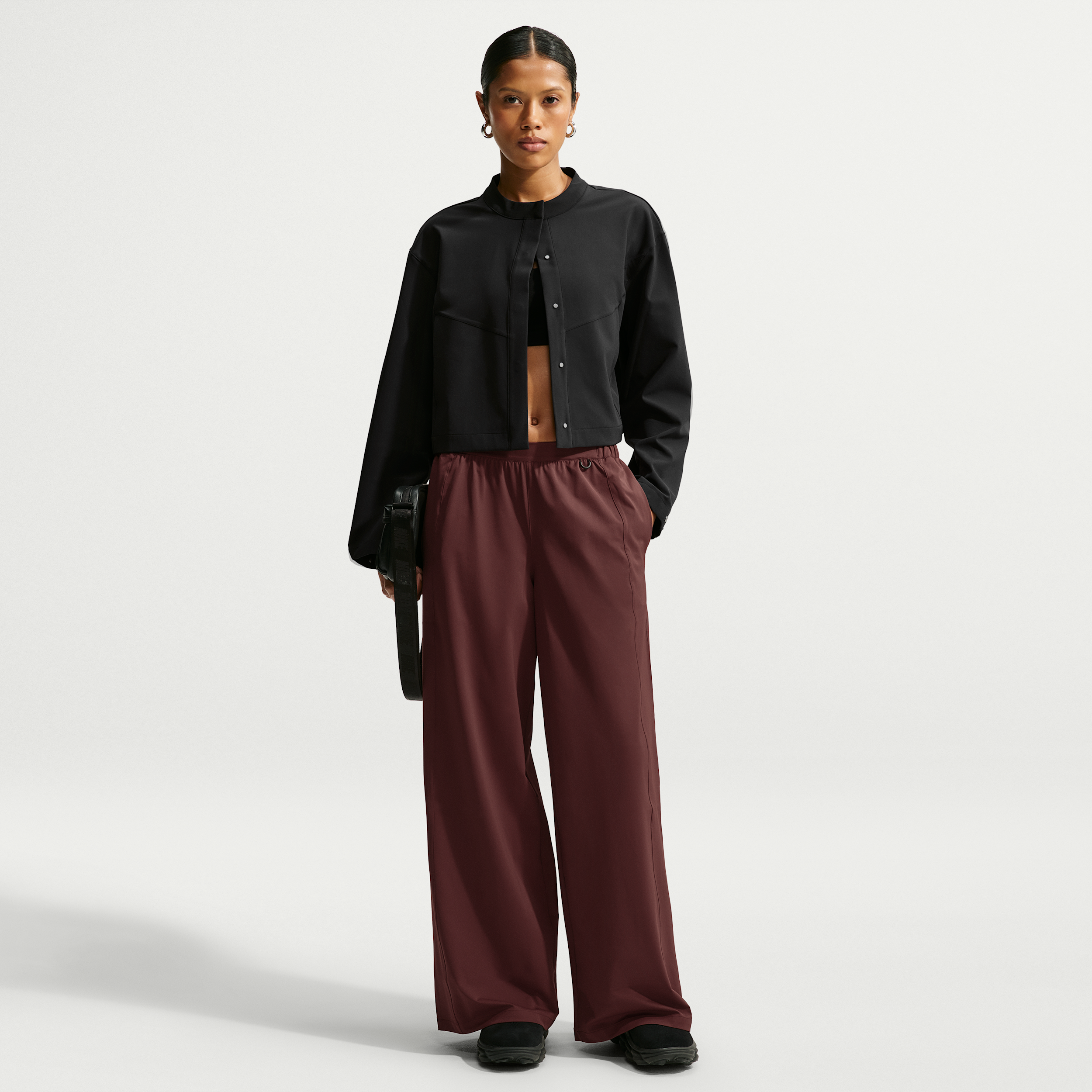 Nike Women's 24.7 PerfectStretch Dri-FIT UV Protection Mid-Rise Wide-Leg Pants, Large, Mystic Dates