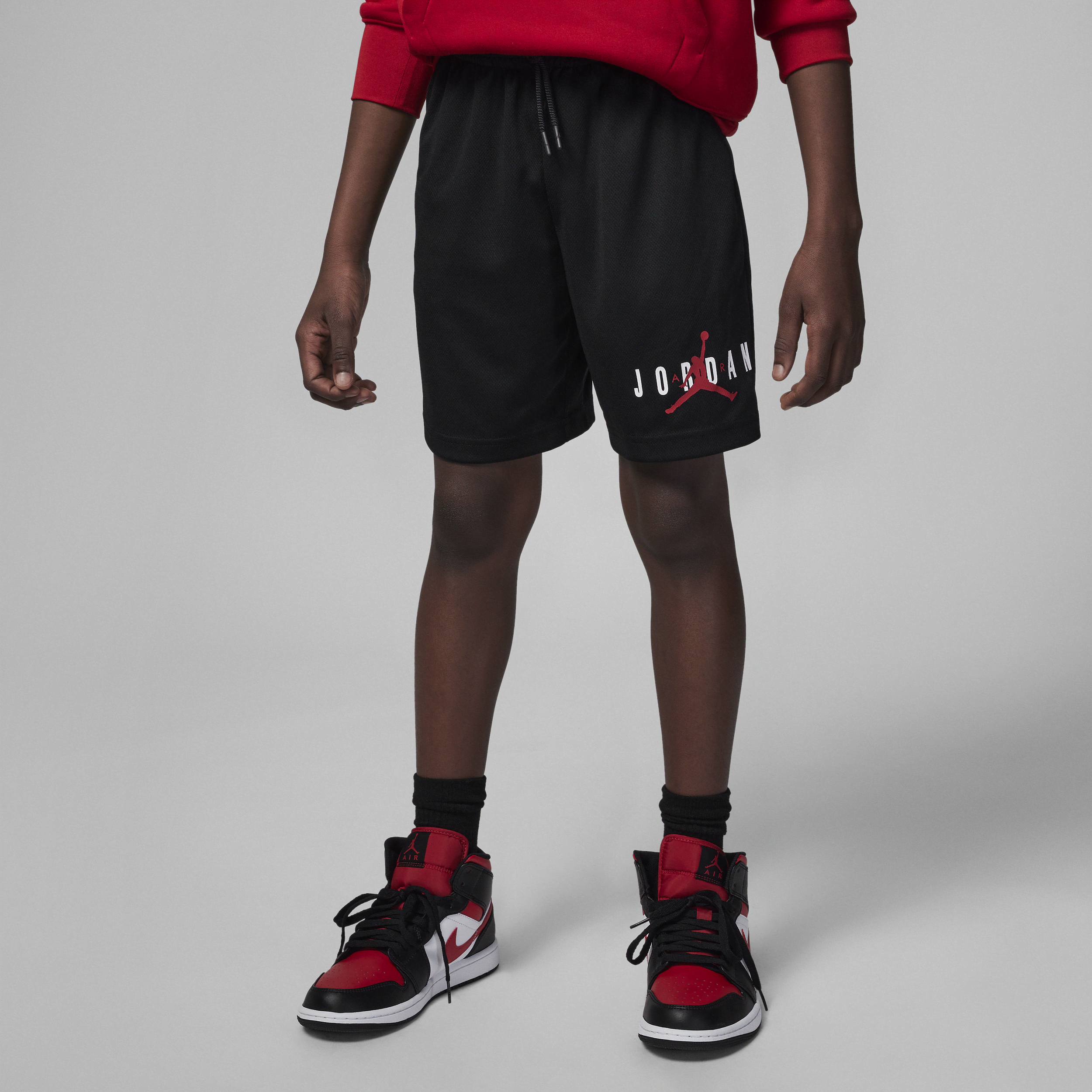 Jordan Essentials Big Kids' Graphic Mesh Shorts In Black