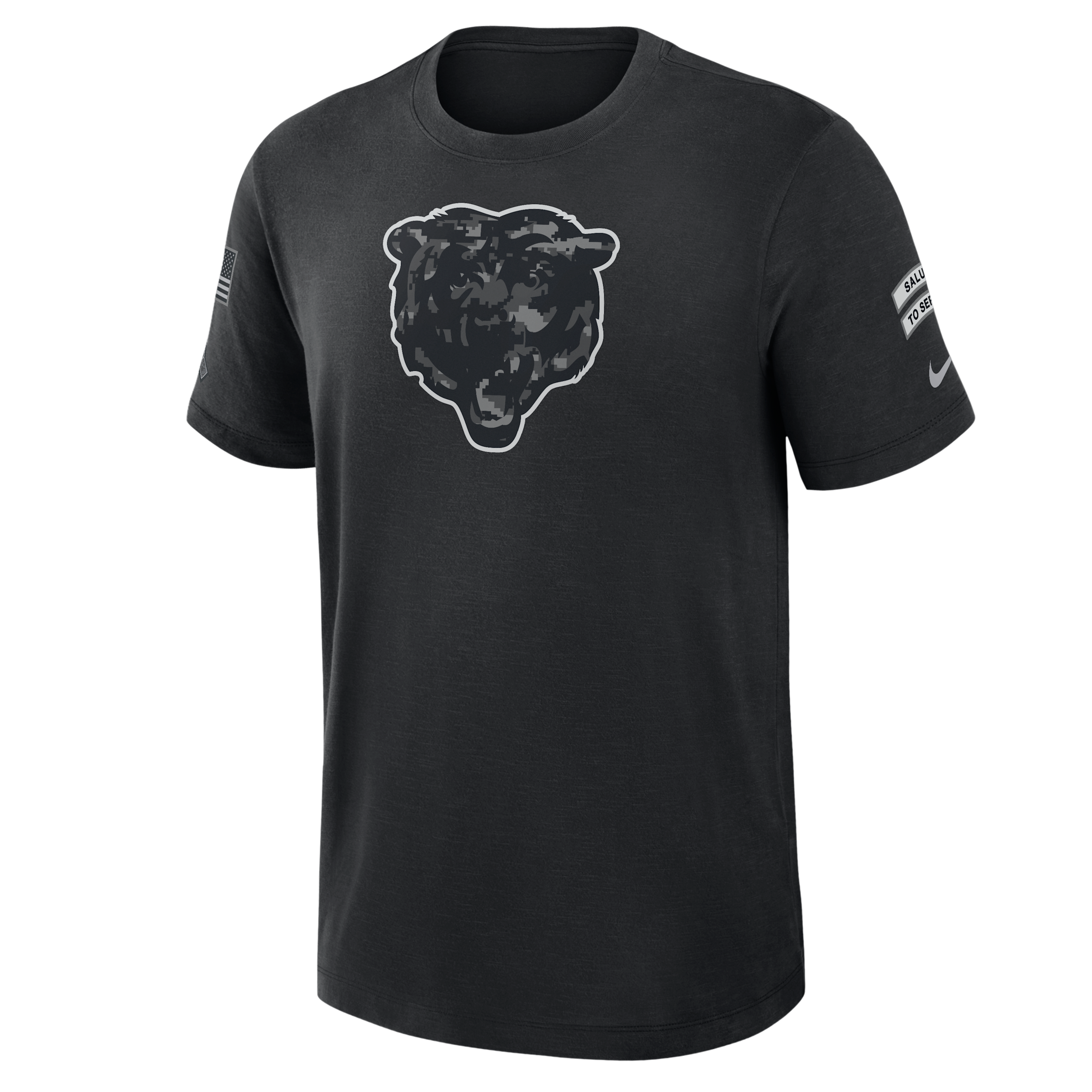 Chicago Bears Salute to Service Slub Nike Men's Dri-FIT NFL T-Shirt in Black | 034900AA26-AEG
