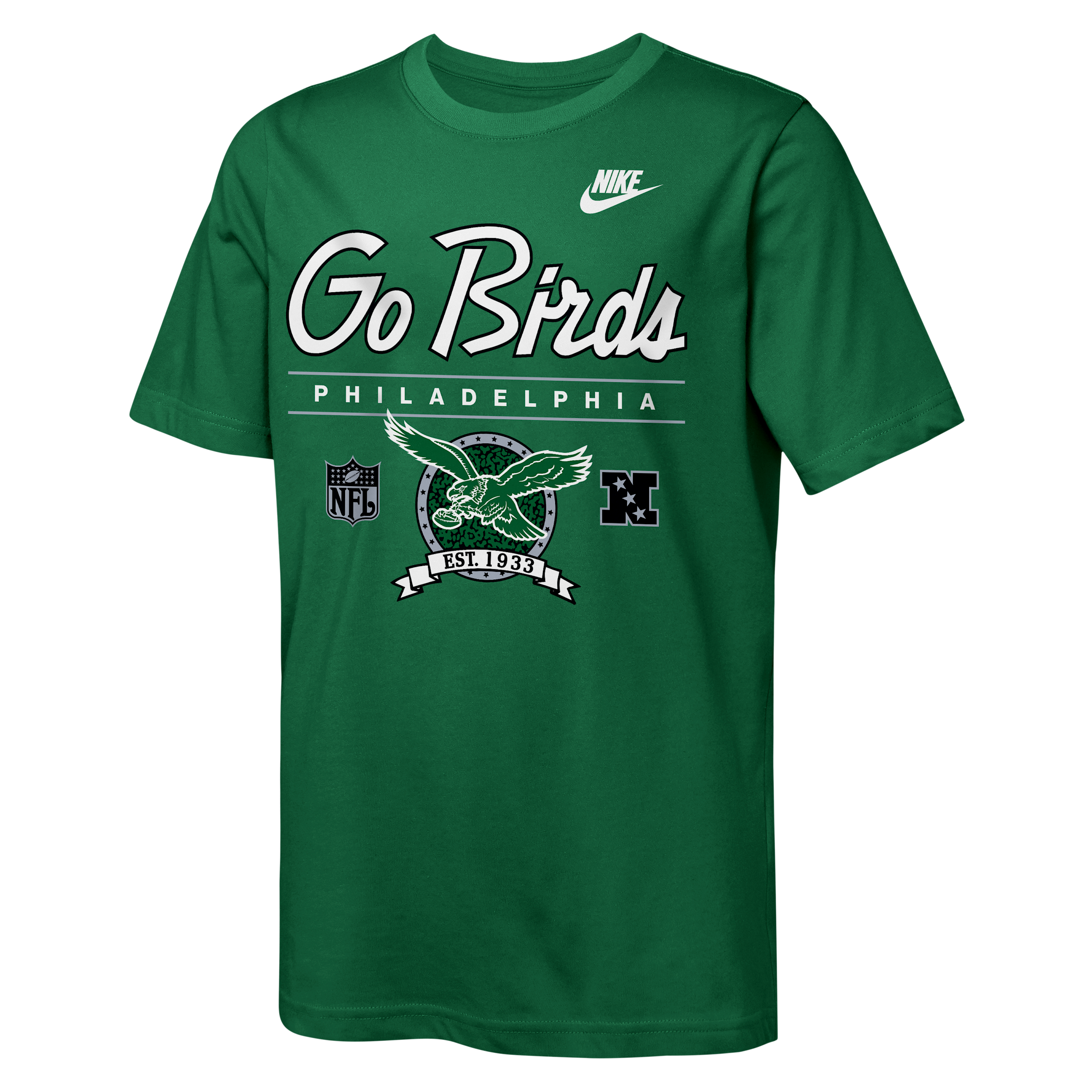 Nike Big Boys' and Girls' Kelly Green Philadelphia Eagles Hometown Rewind Slub Dri-fit T-Shirt - Kelly Green