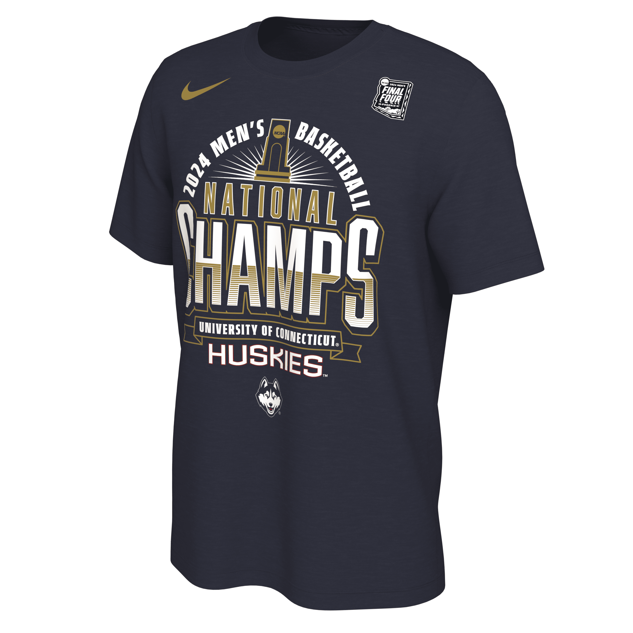 Shop Nike Uconn 2024 National Champ  Men's College Basketball T-shirt In Blue