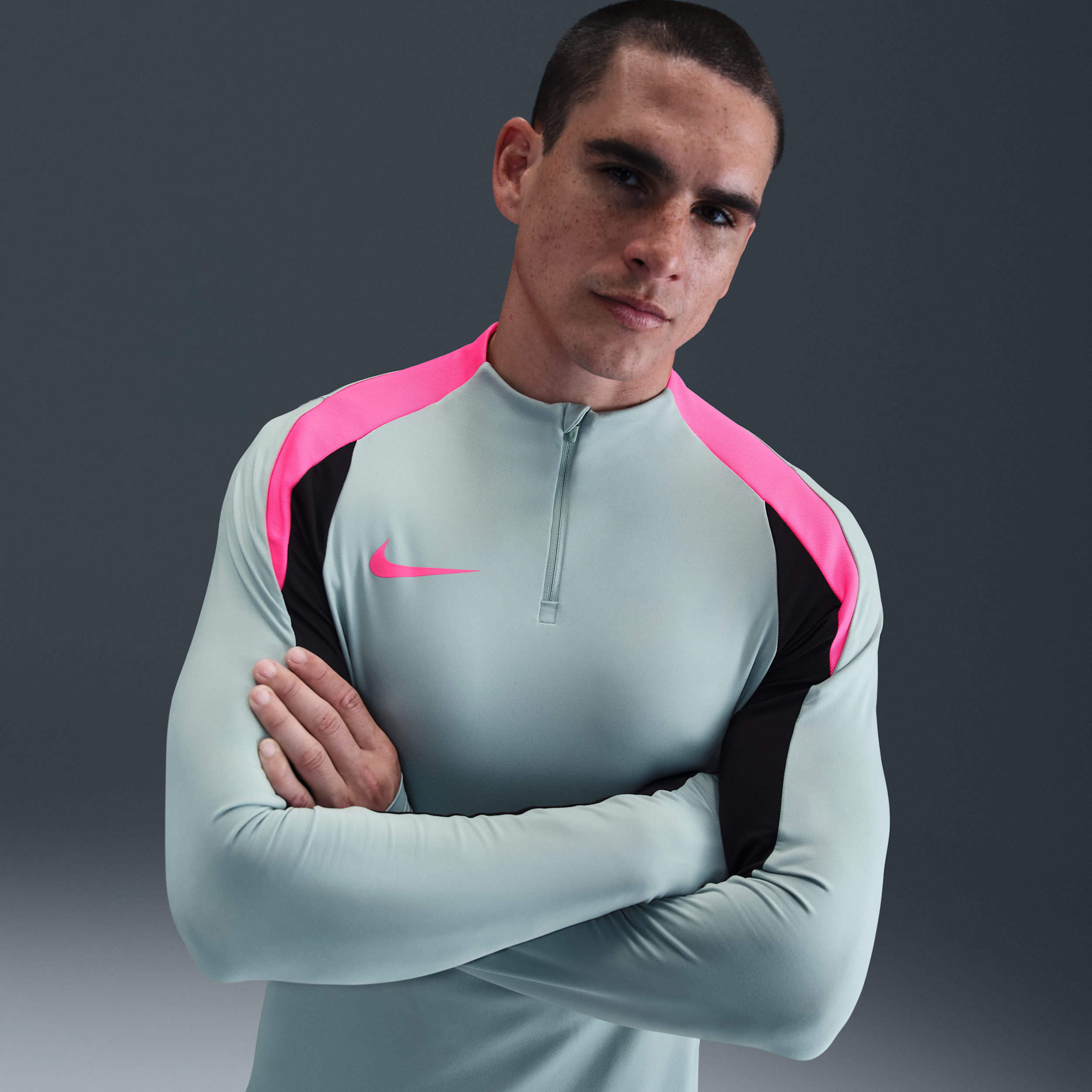Nike Men's Strike Dri-fit Soccer 1/2-zip Drill Top In Grey