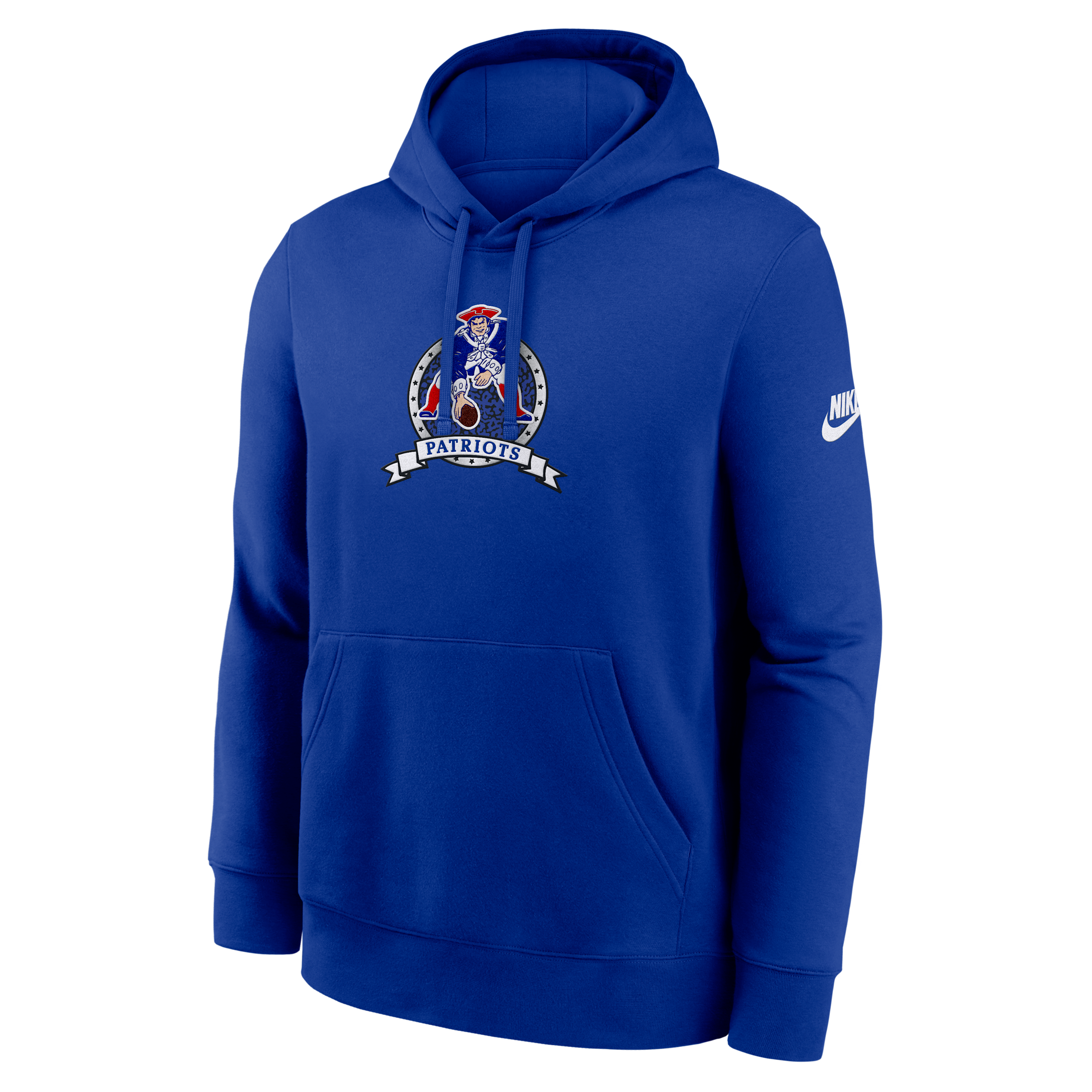 New England Patriots Rewind Club Nike Men's NFL Pullover Hoodie in Blue | NKDK4DA8KV-TM9