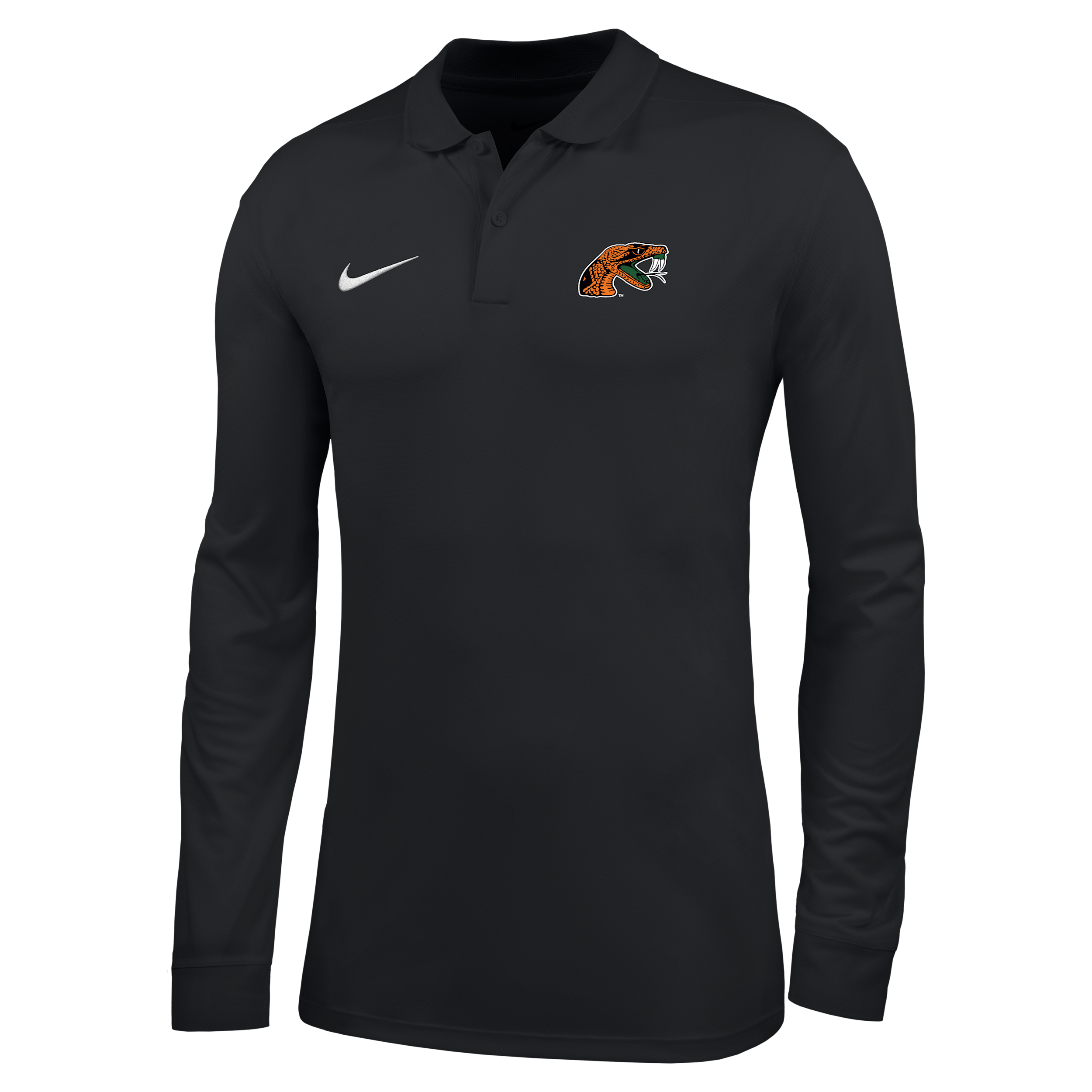 Nike Men's College (Florida A&M University) Dri-FIT Long-Sleeve Polo in Black | ZM04PYFAMU26-BLK