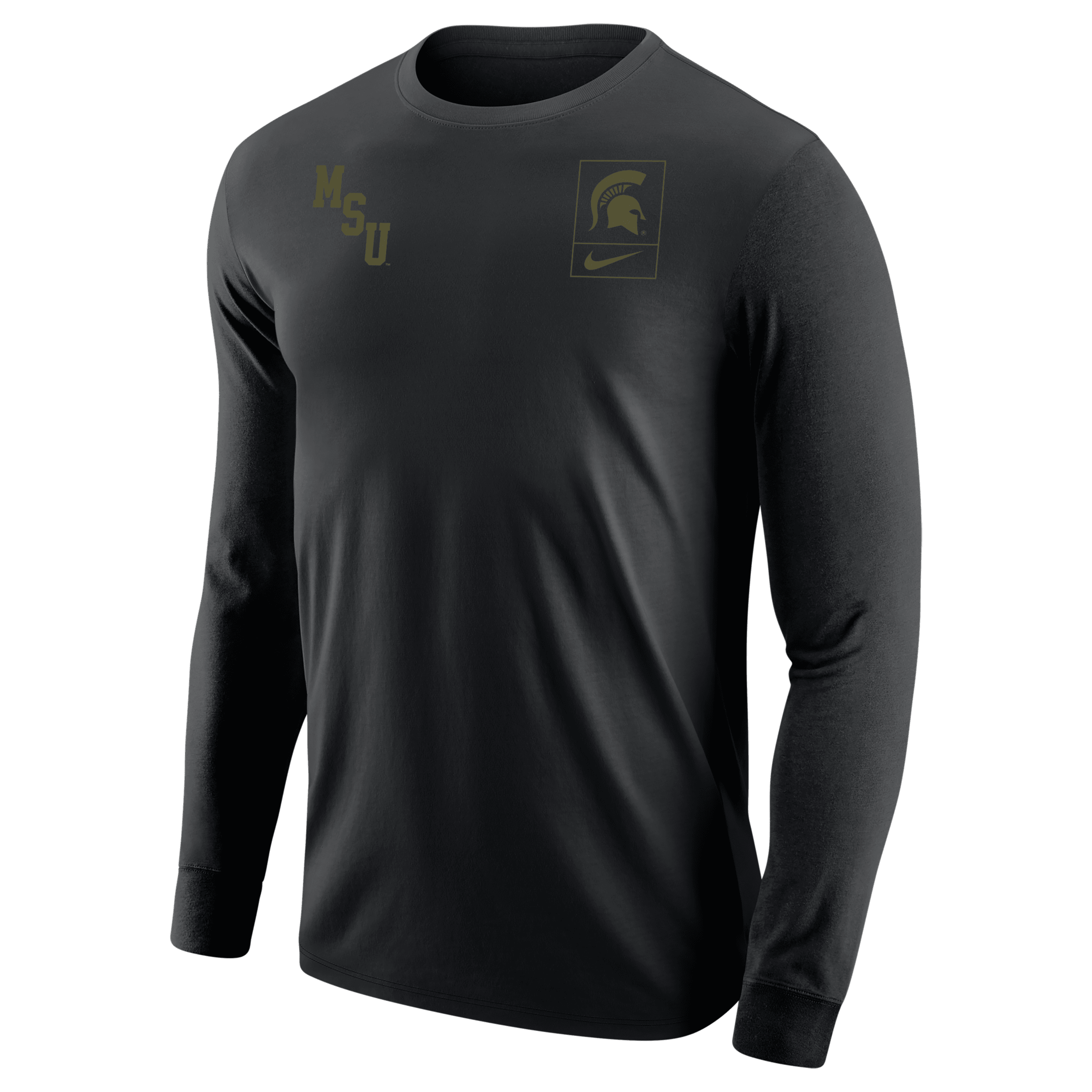 Nike Michigan State Olive Pack  Men's College Long-sleeve T-shirt In Black