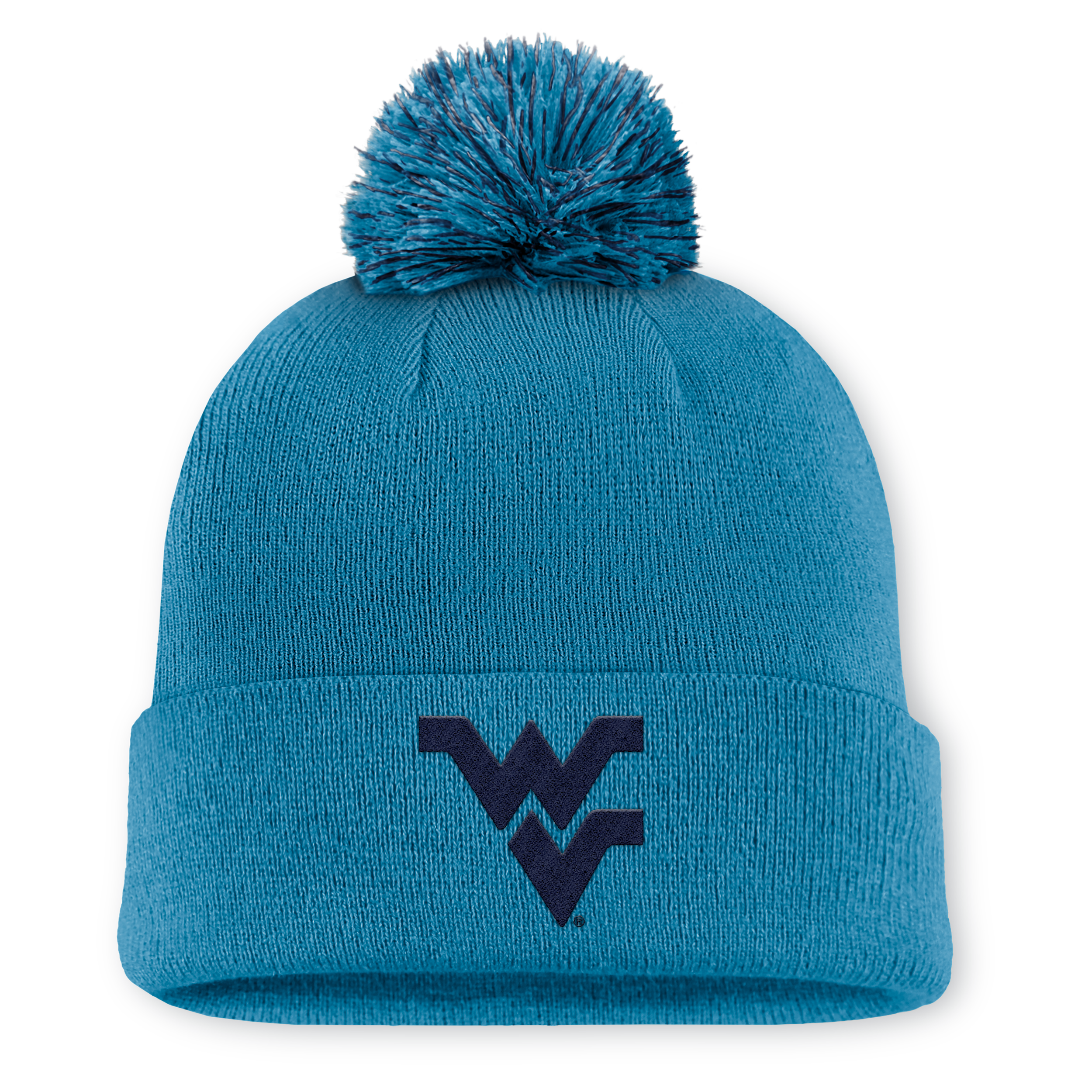 West Virginia Primetime Campus Toned Nike Men's College Cuffed Pom Beanie in Blue | NC1649AWVN-UE8