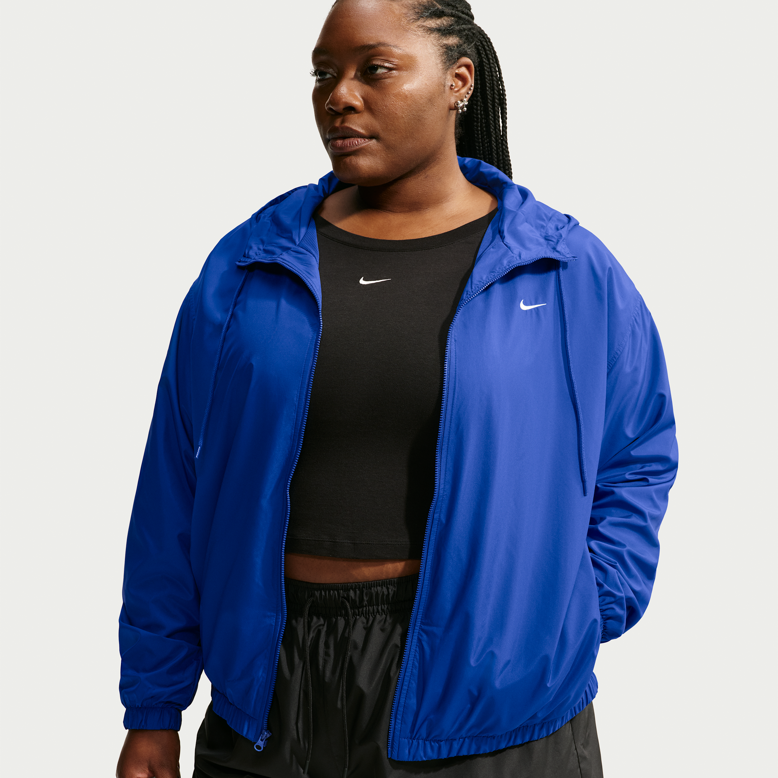 Women's Nike Sportswear Loose UV Hooded Jacket (Plus Size) in Blue | IU8329-417