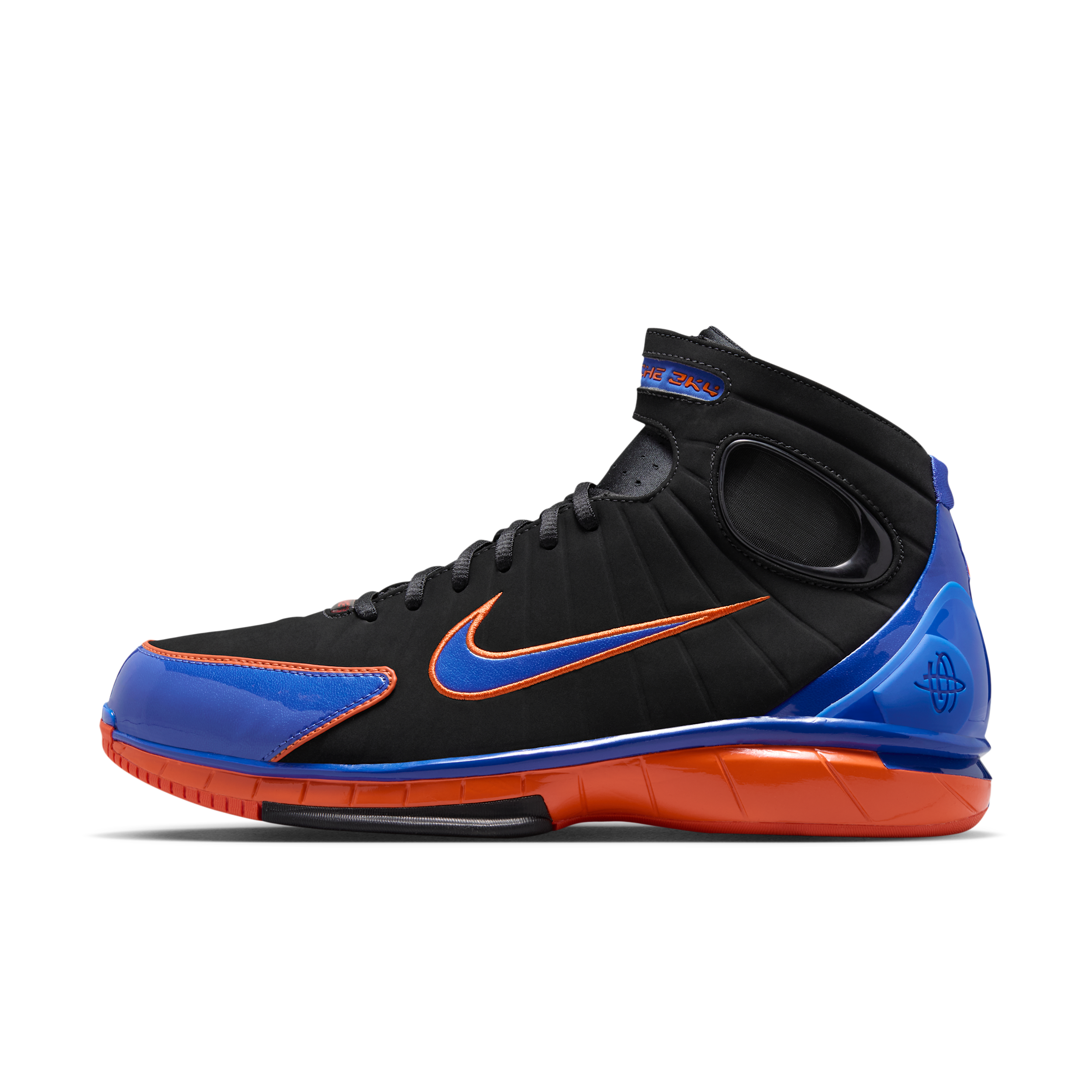 Nike Men's Air Zoom Huarache 2K4 PE Penny Hardaway Basketball Shoes in Black/Varsity Royal/Safety Orange Size: 7.5