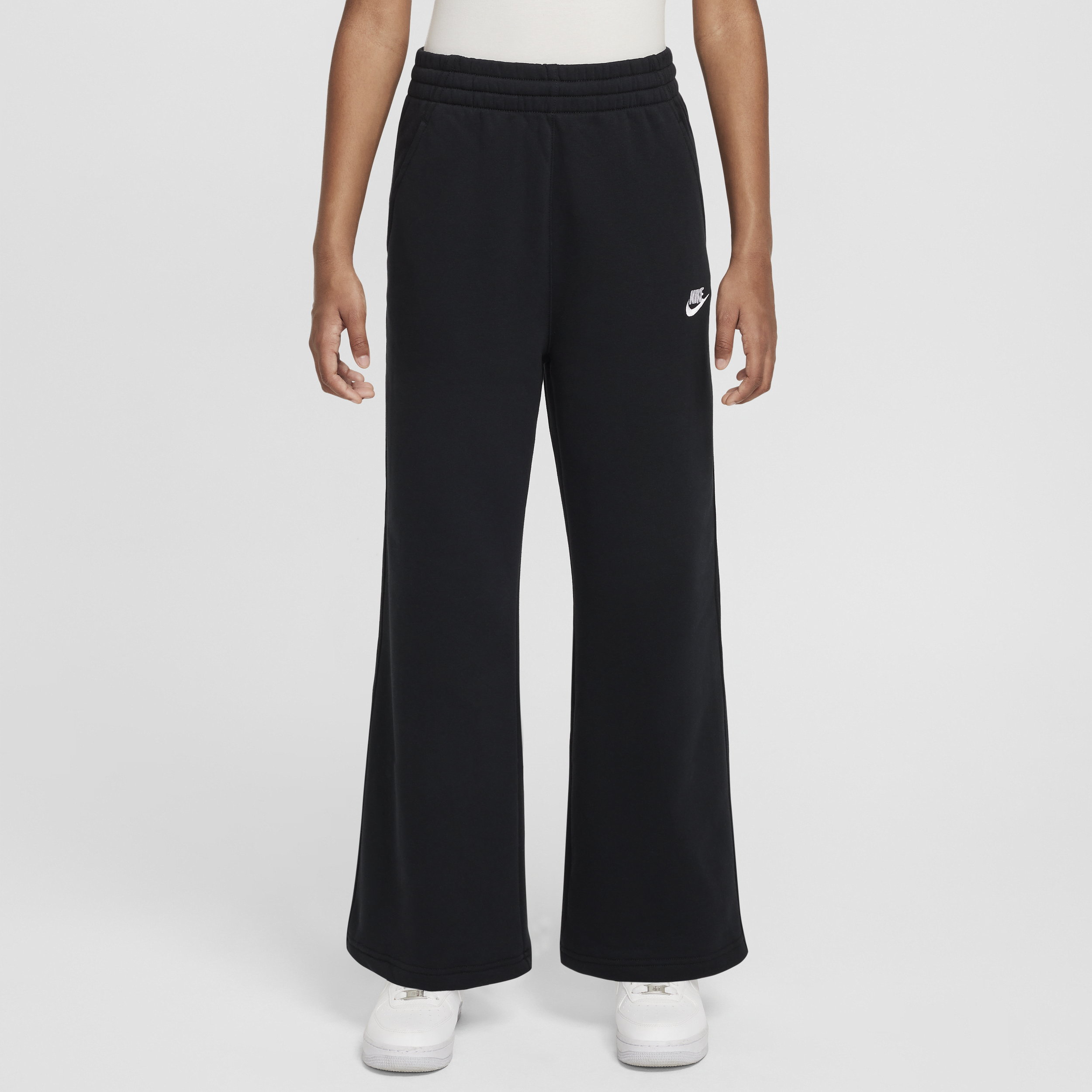 Shop Nike Women's  Sportswear Club Fleece Girls' Wide-leg Pants In Black