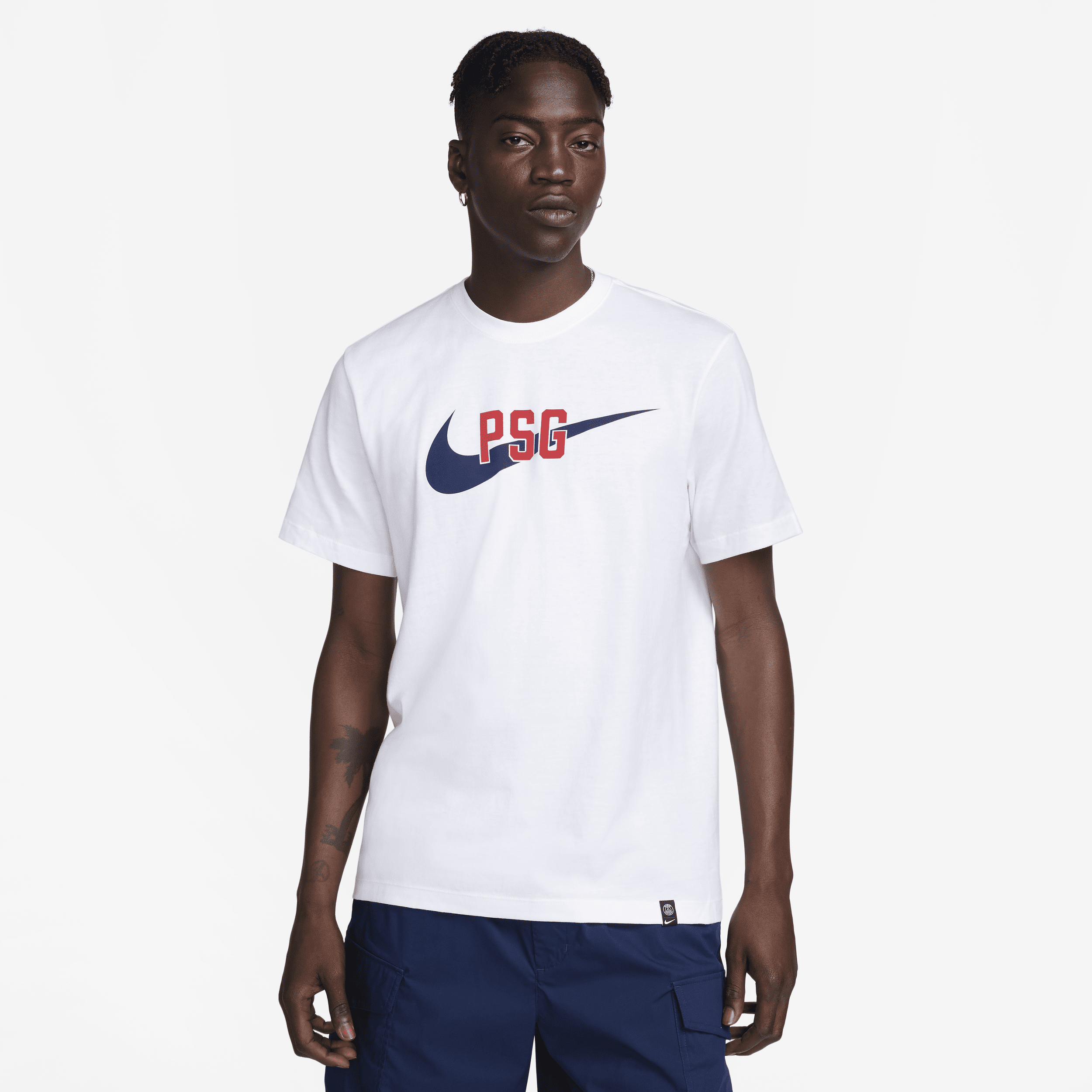 Shop Nike Paris Saint-germain Swoosh  Men's T-shirt In White