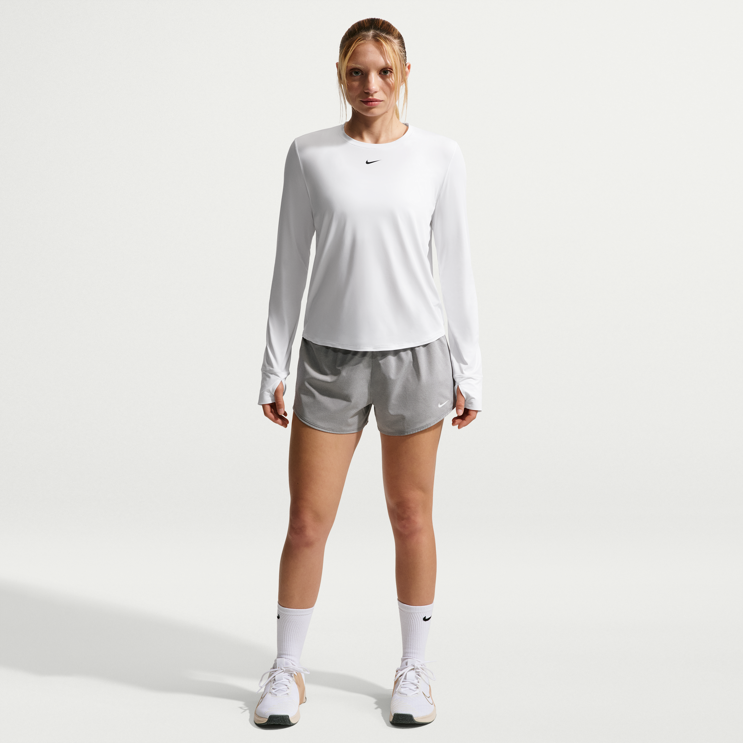 Nike Women's One Dri-FIT Mid-Rise 3" Brief-Lined Shorts in Grey | DX6010-085