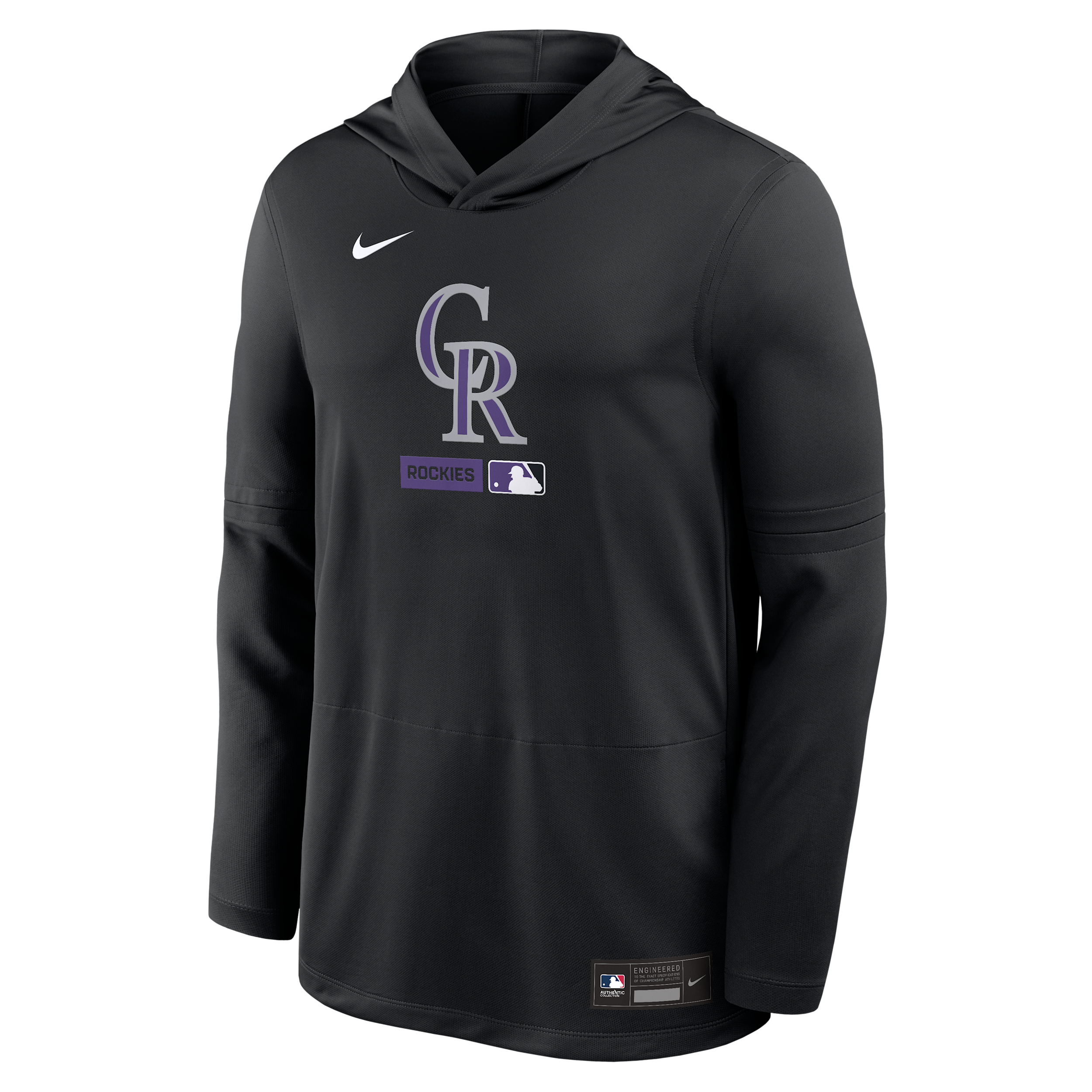 Colorado Rockies Authentic Collection Nike Men's Dri-FIT MLB Long-Sleeve Hooded Top in Black | 03B900ADNV-S9Q