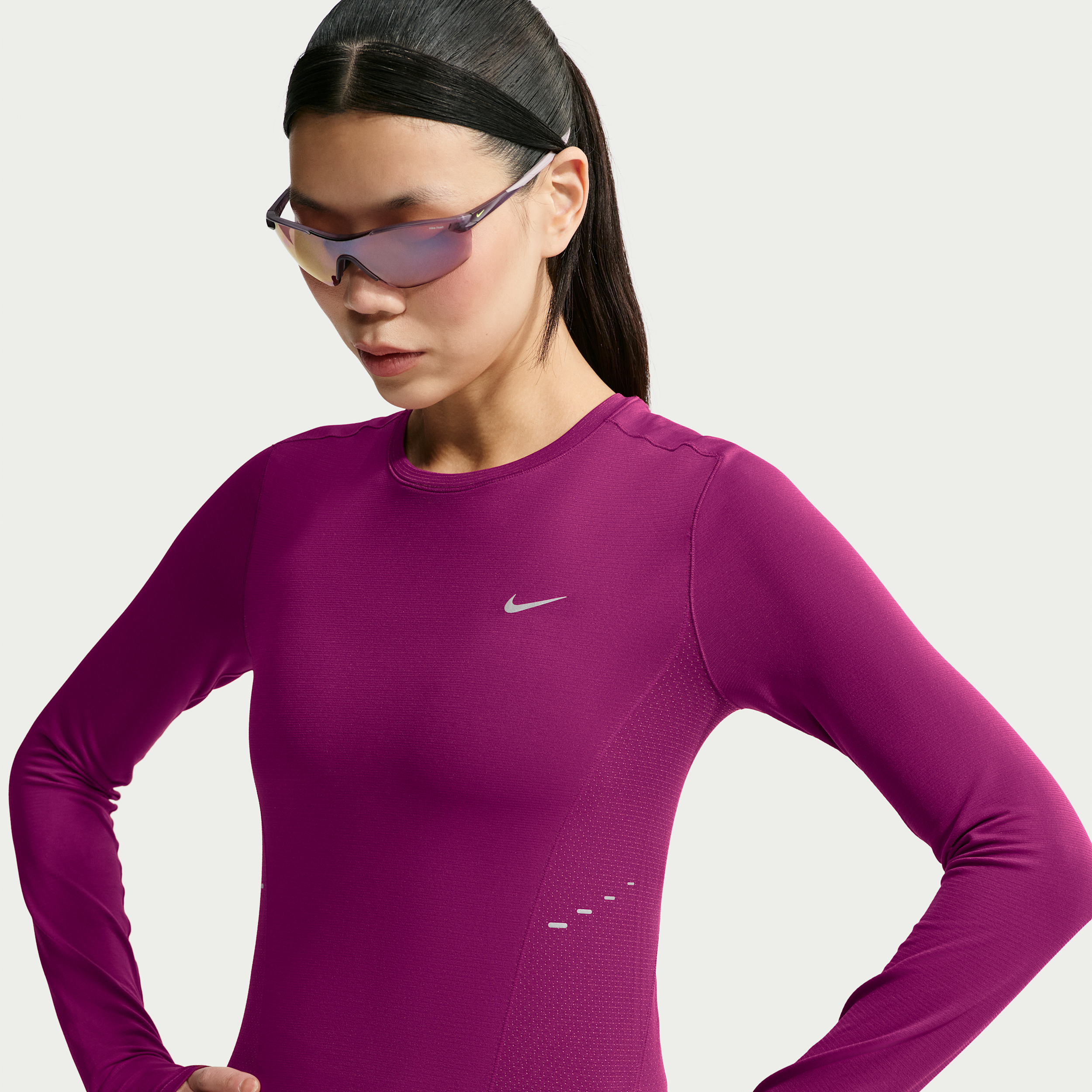 Nike Women's Swift Dri-FIT Seamless Long-Sleeve Running Top in Red | IU1057-630