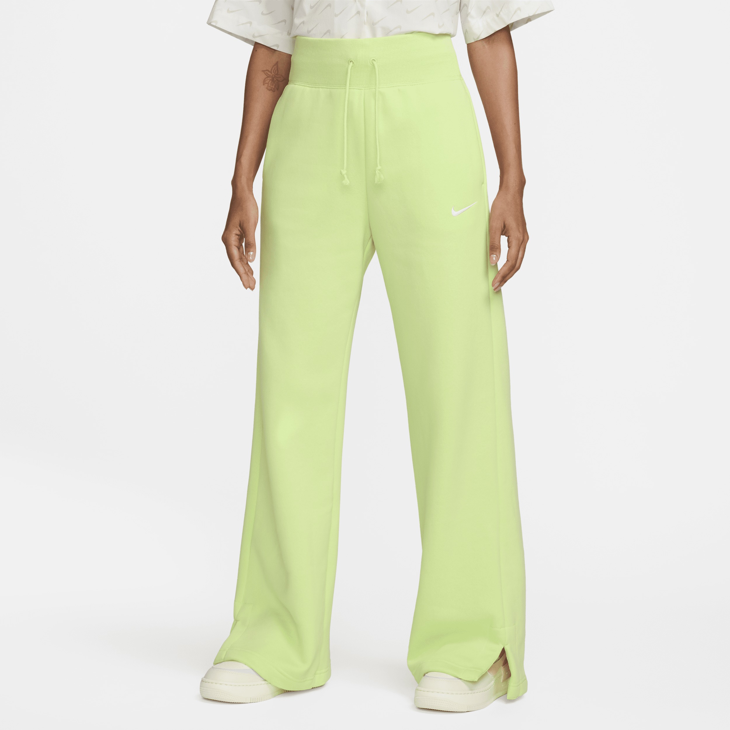 Shop Nike Women's  Sportswear Phoenix Fleece High-waisted Wide-leg Sweatpants In Yellow