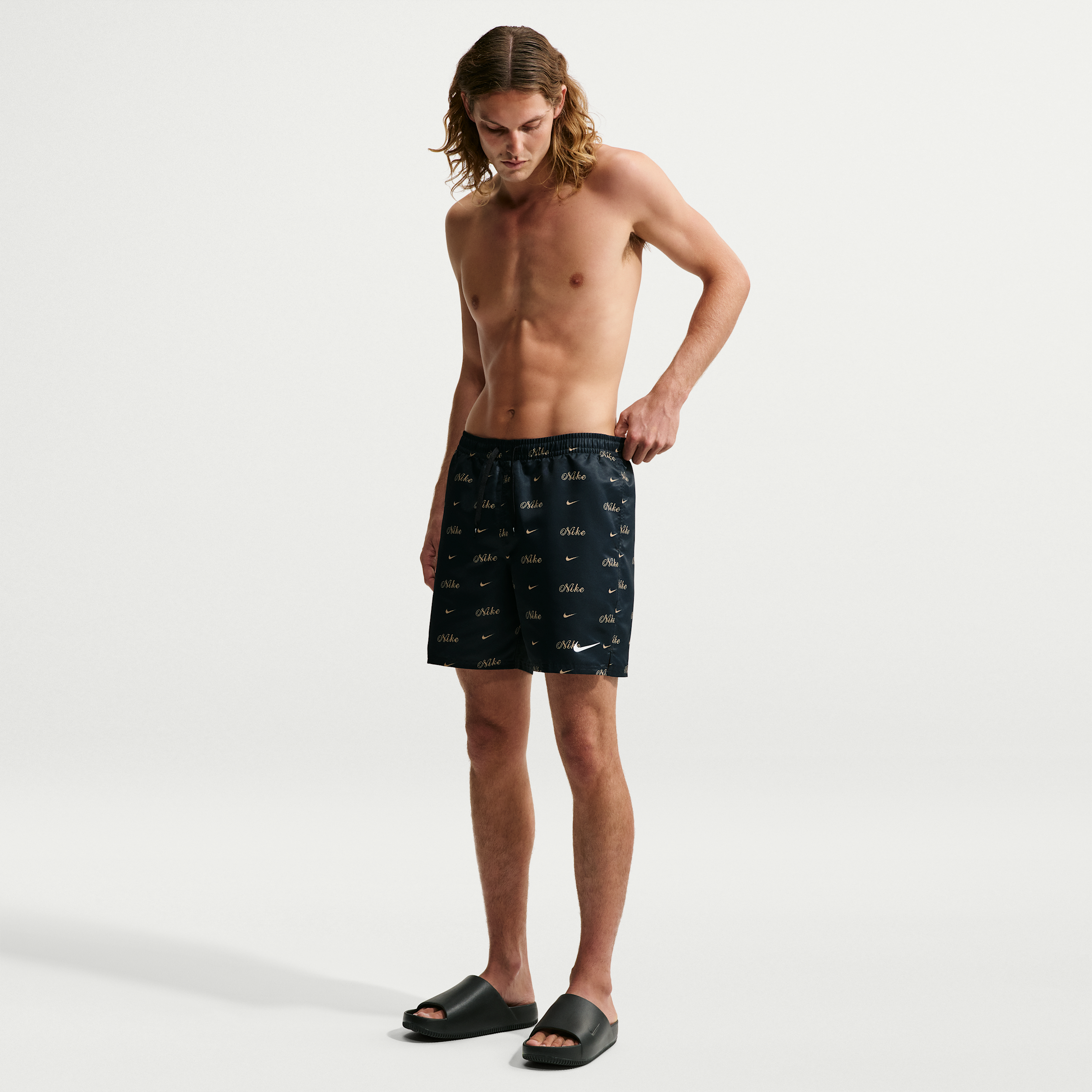 Nike Men's Swim Breaker 7" Brief-Lined Volley Short in Black | NESSG559-001