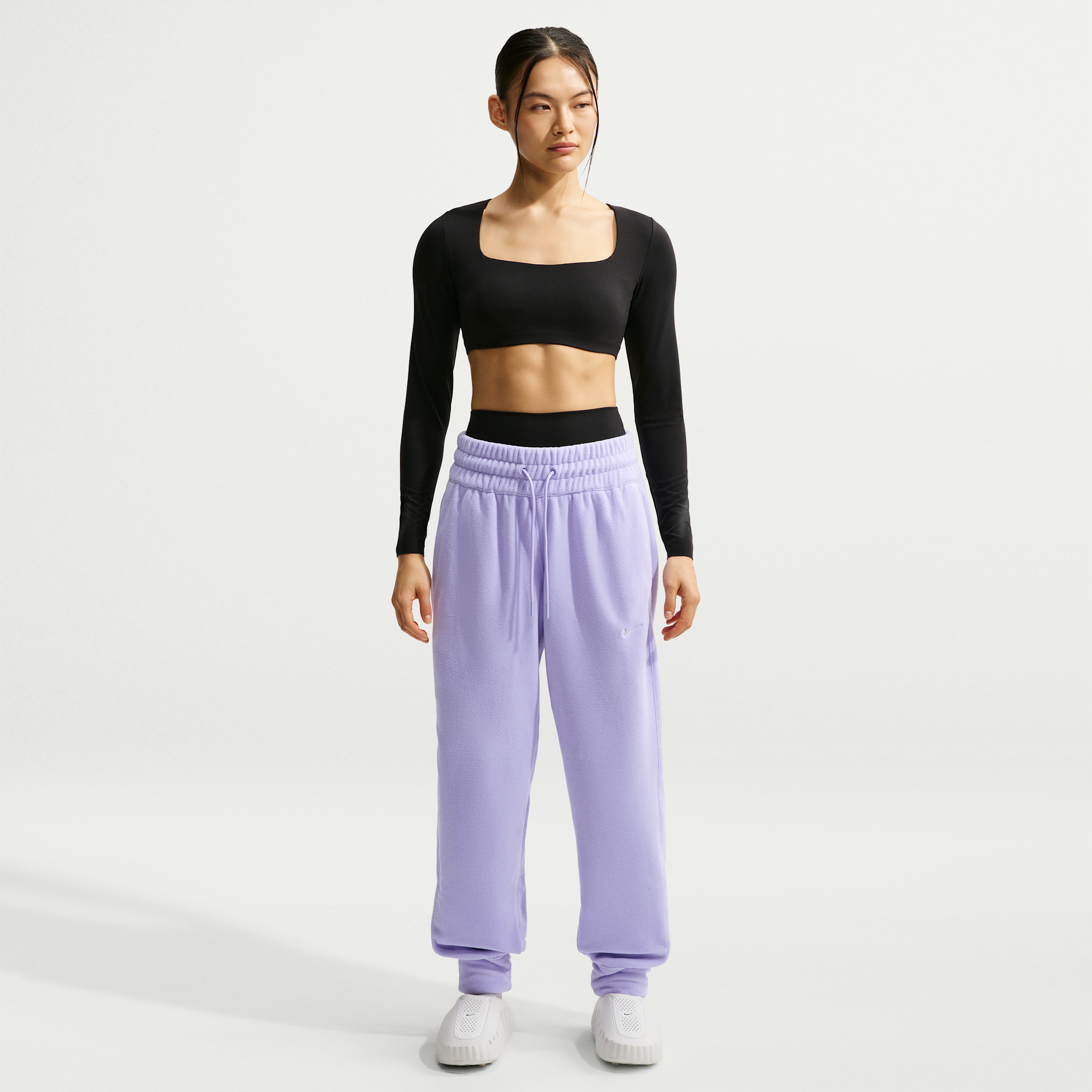 Nike Womens Drawstring Waist Cuffed Mid Rise Relaxed Fit Active Jogger Pant, Large, Purple