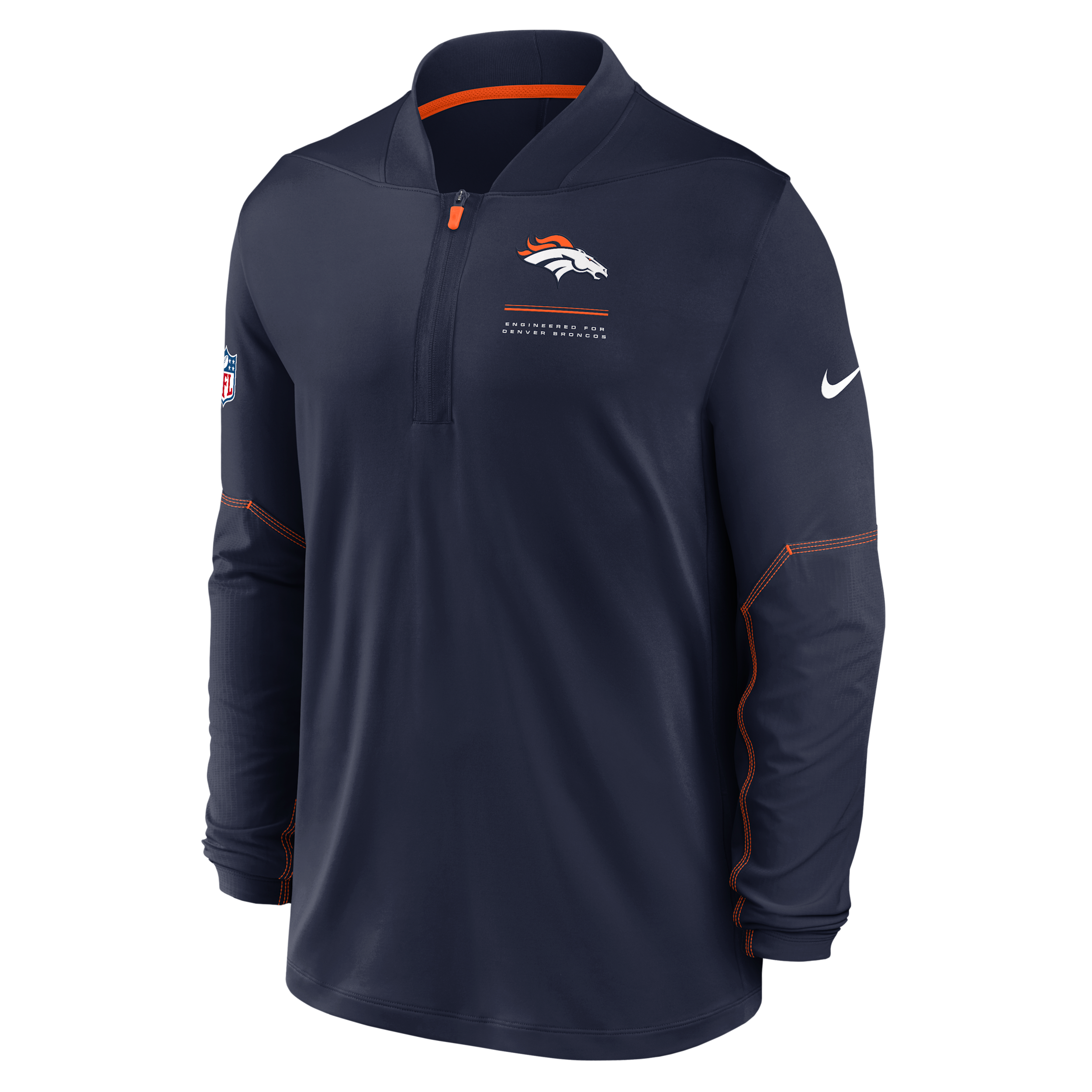 Men's Nike Navy Denver Broncos Sideline Logo Glory Midweight Dri-FIT Half-Zip Pullover