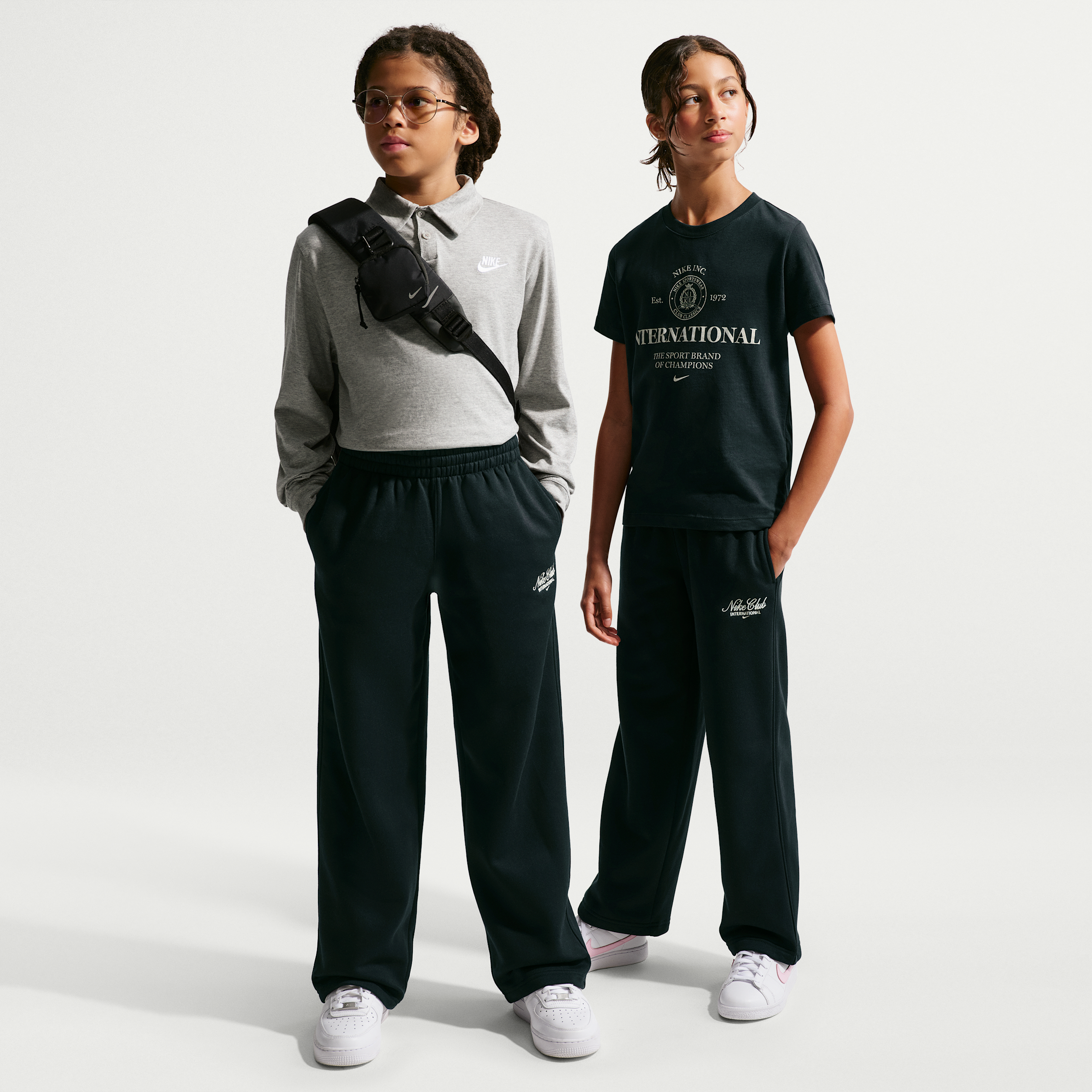 Nike Sportswear Club Fleece Big Kids' Open-Hem Pants in Black | IW6285-010