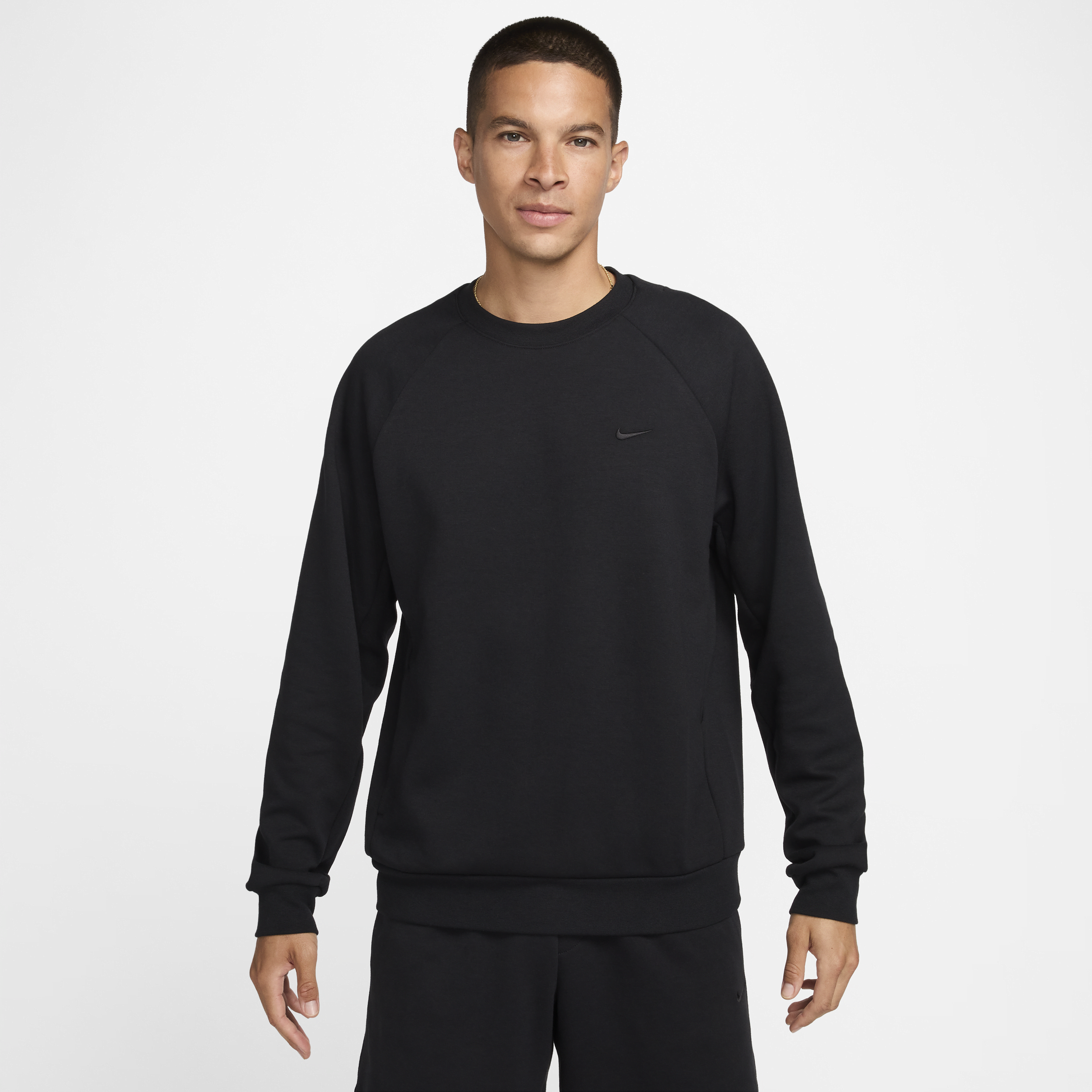 Nike Men's Primary Fleece Dri-fit Uv Performance Crew In Black