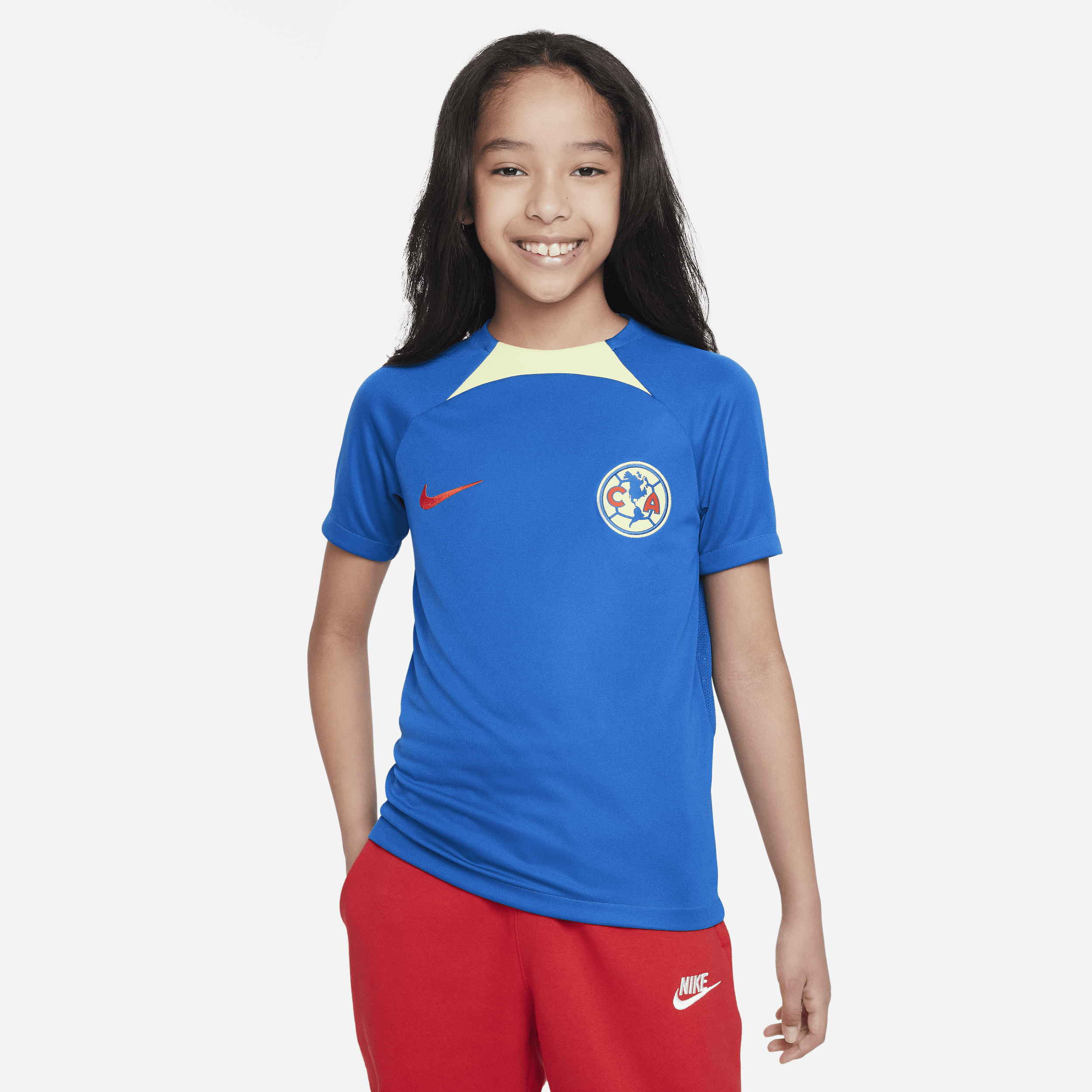 Nike Club Amã©rica Academy Pro Big Kids'  Dri-fit Short-sleeve Soccer Top In Blue