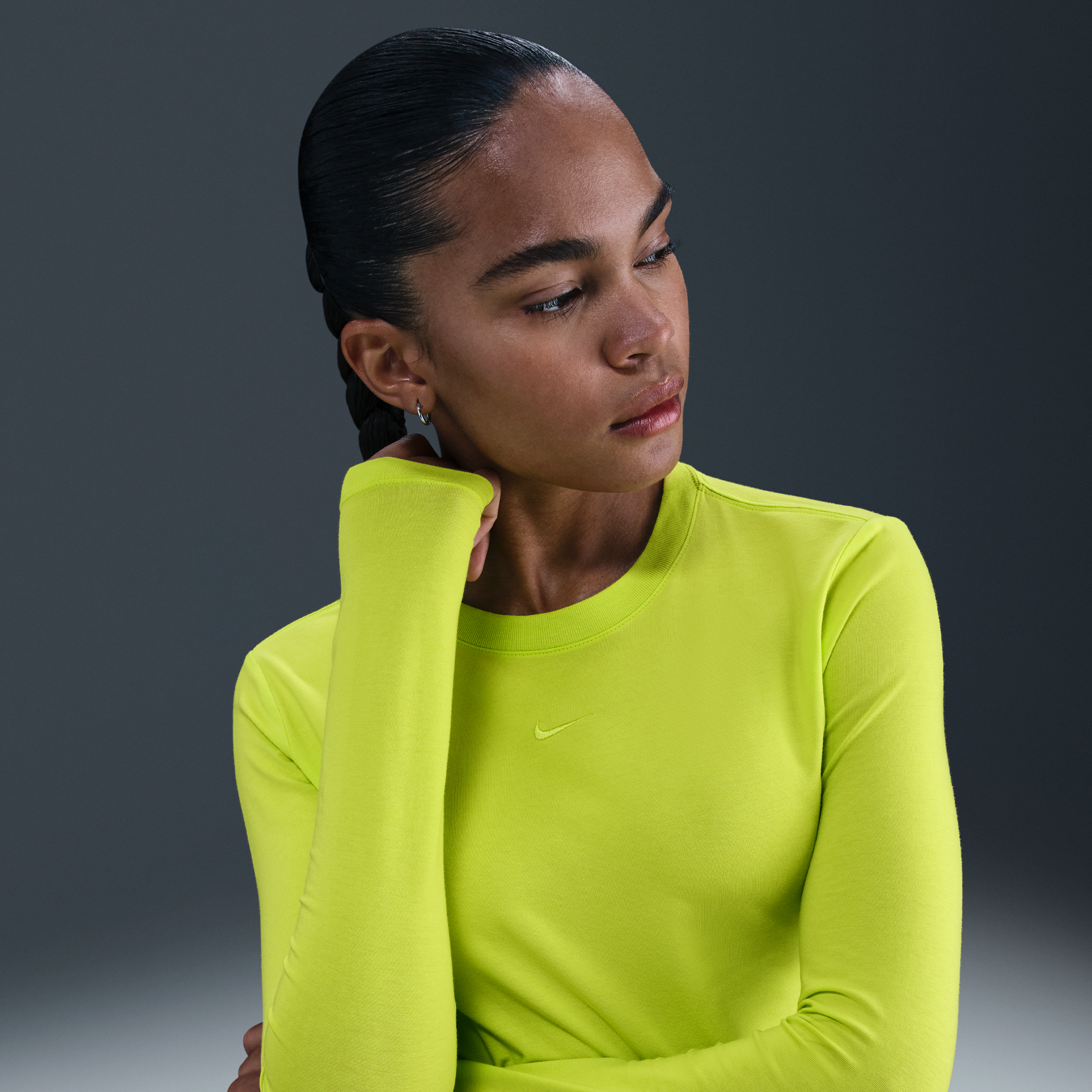 Nike Women's  Sportswear Chill Knit Slim Long-sleeve Cropped Top In Yellow
