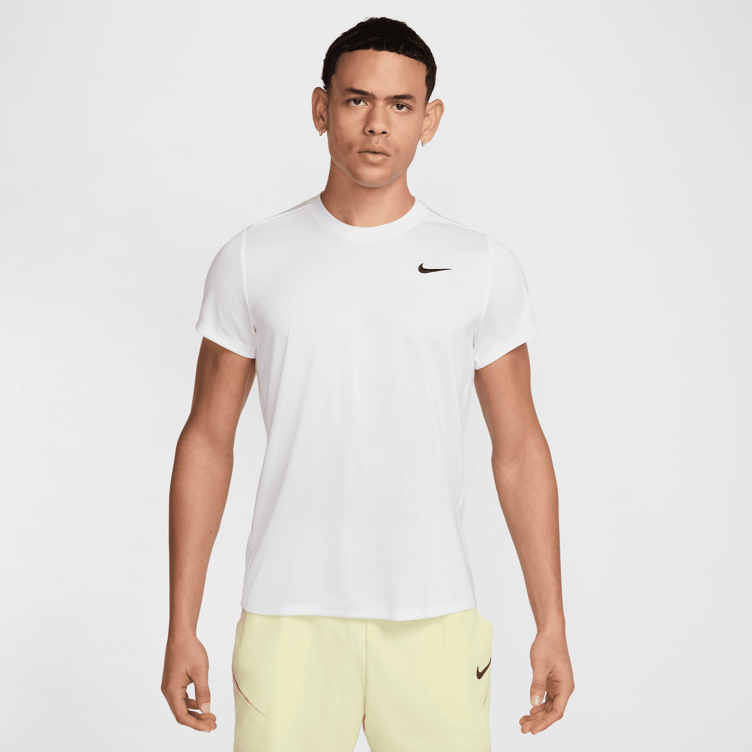 Nike Running Training Quick Dry Sports Round Neck Short Sleeve White In Multi