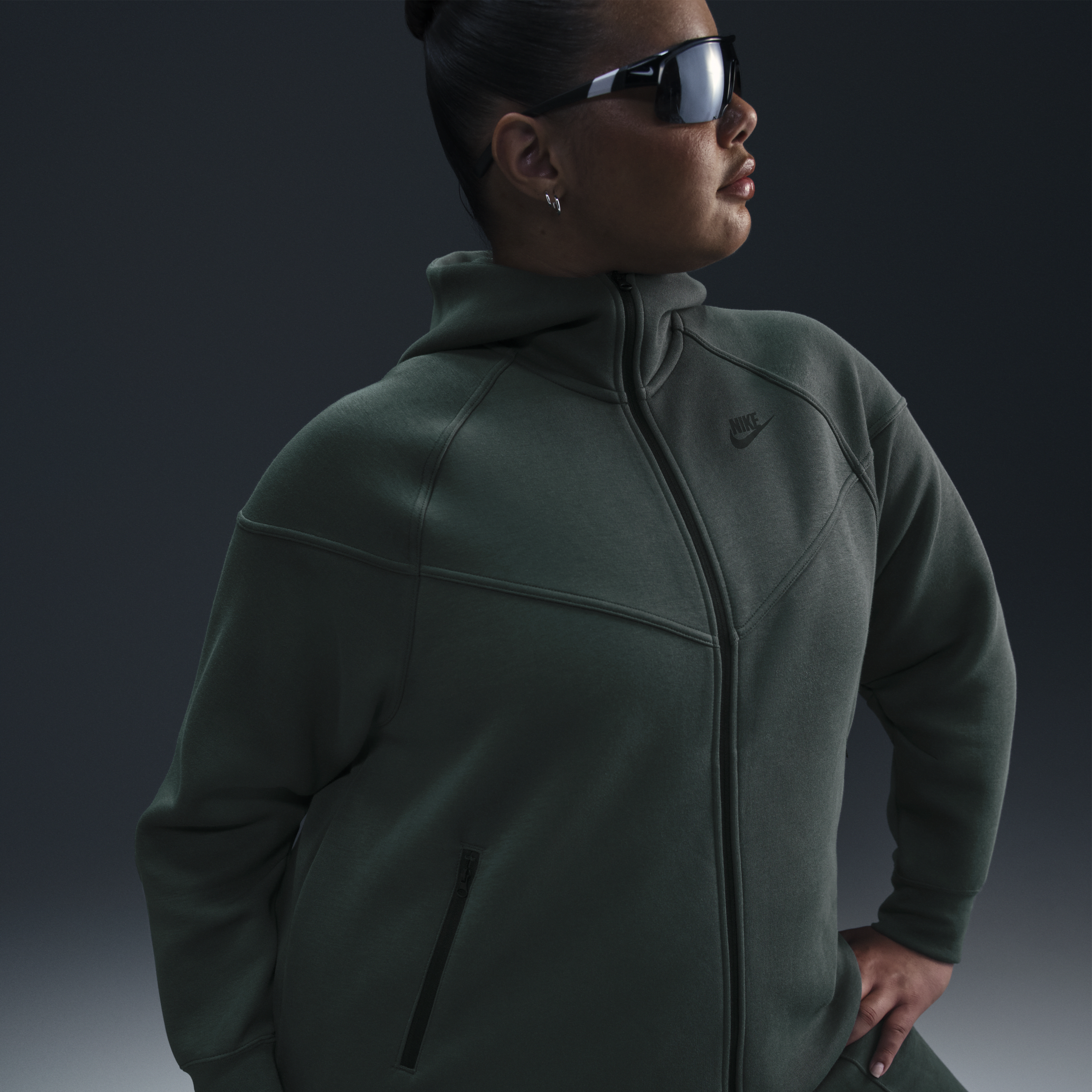 Nike Womens  Plus Tech Fleece Wr Fz Hoodie In Green