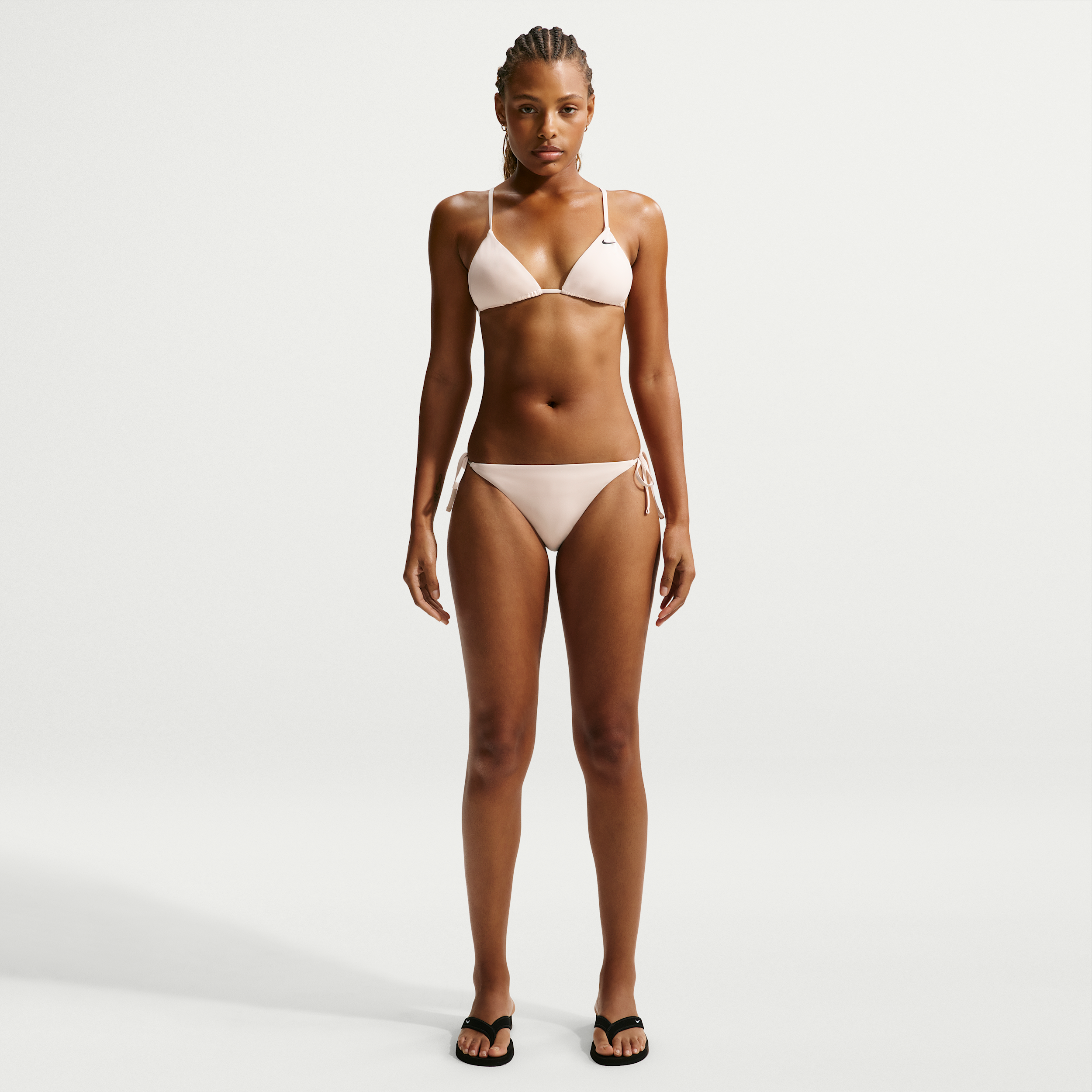 Nike Women's Swim Effortless Essential Tie String Bikini Bottom in White | NESSF245-108