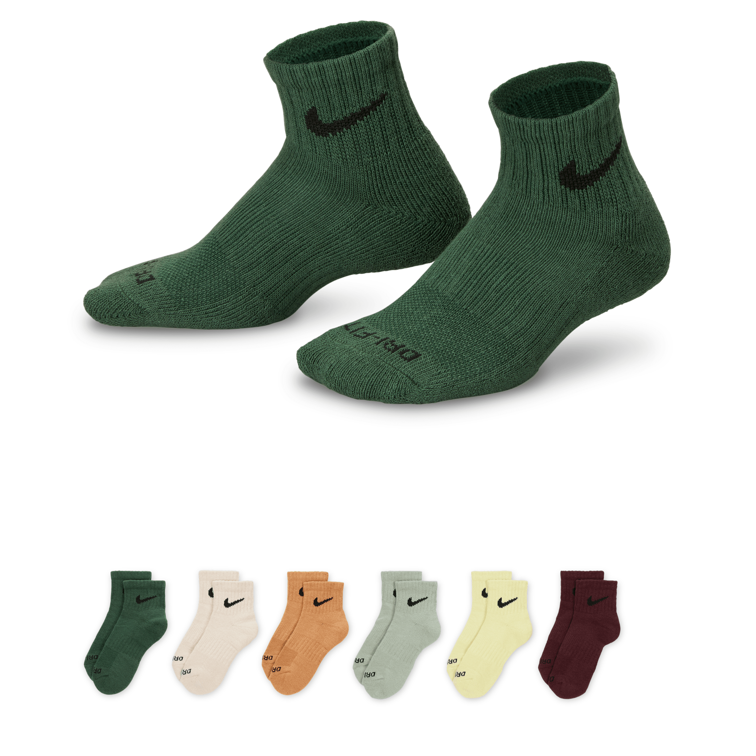 NIKE DRI-FIT PERFORMANCE BASICS LITTLE KIDS' ANKLE SOCKS (6 PAIRS)