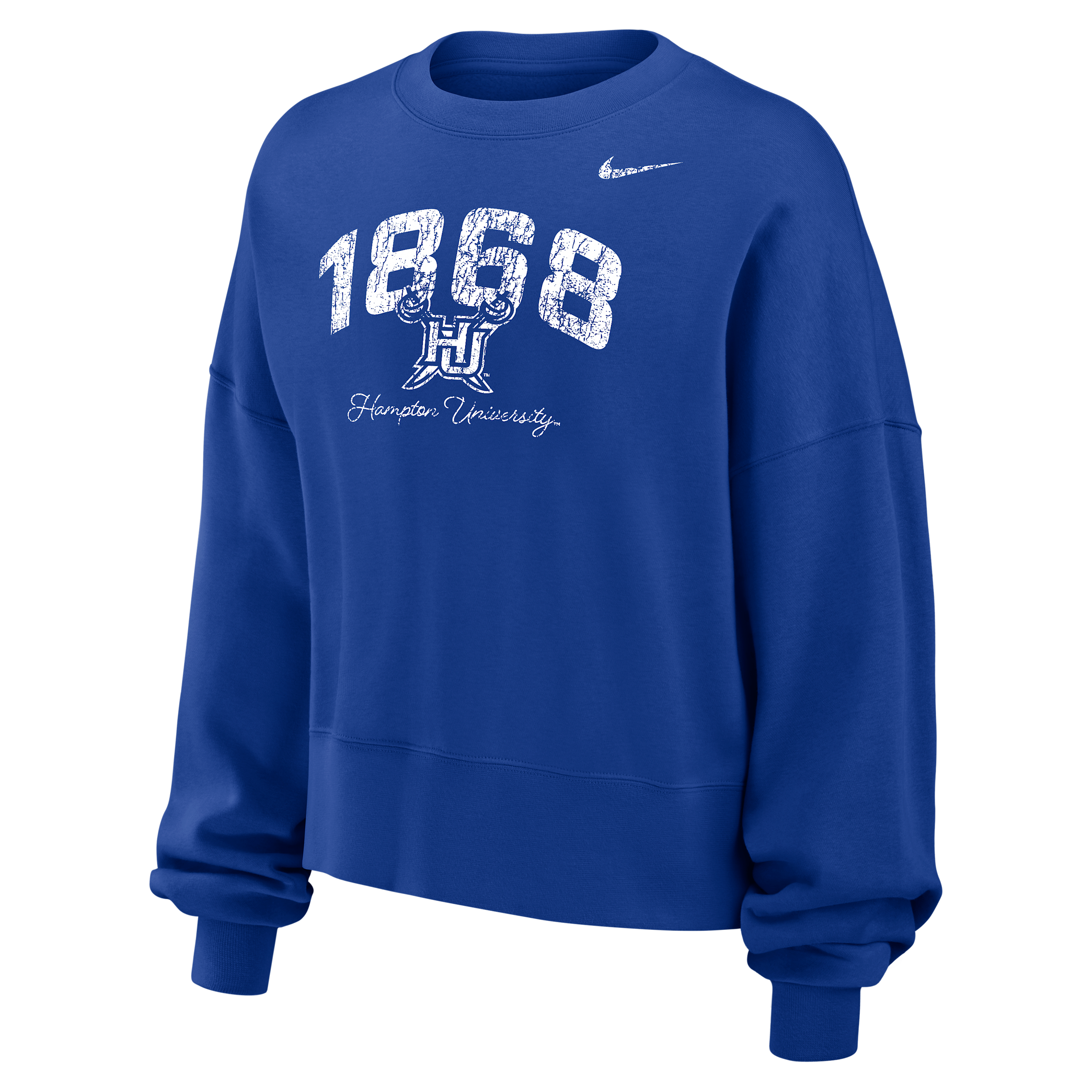Jordan Women's College Phoenix Fleece (hampton University) Crew-neck Sweatshirt In Blue
