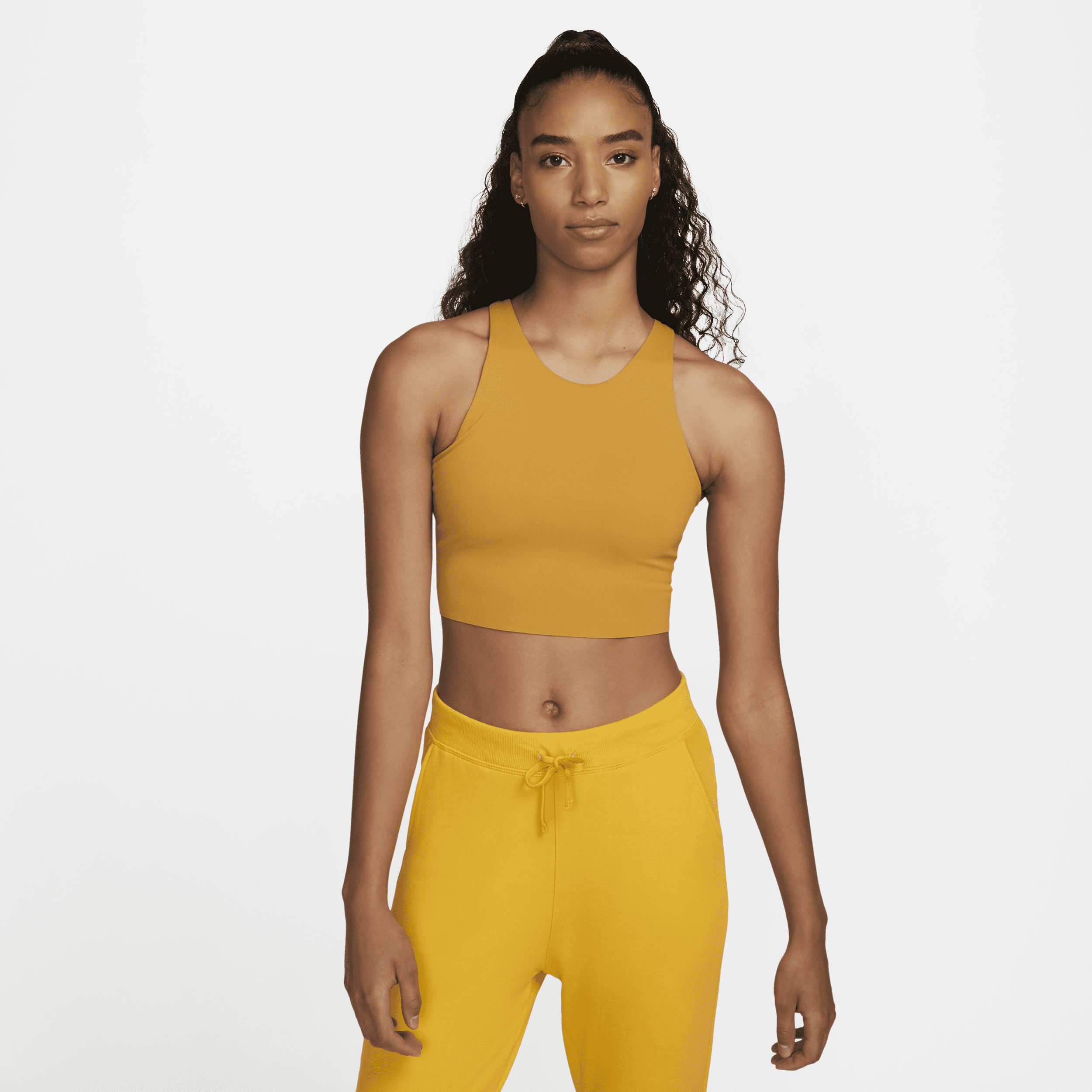 Nike Women's  Yoga Dri-fit Luxe Shelf-bra Cropped Tank Top In Brown