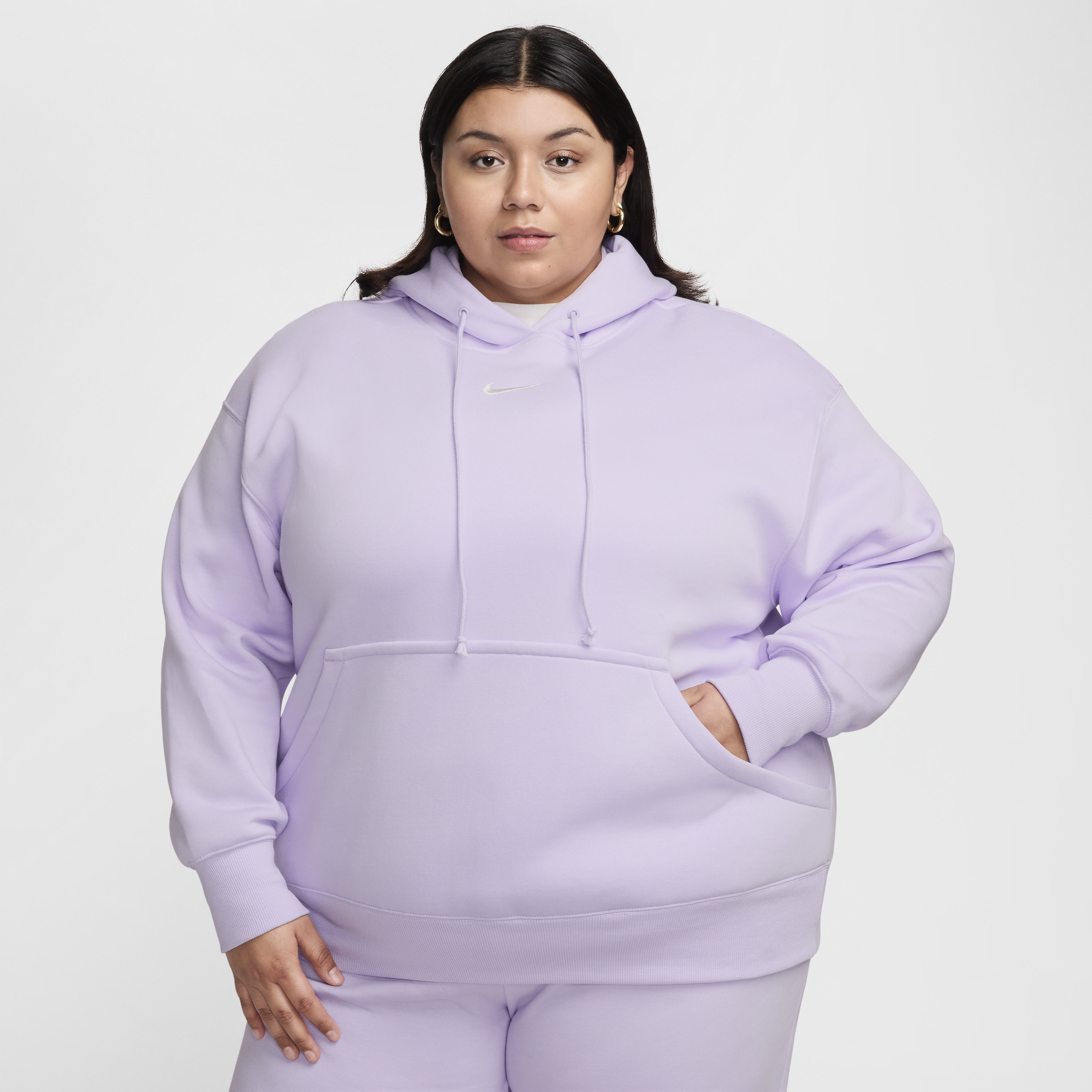 Shop Nike Women's  Sportswear Phoenix Fleece Oversized Pullover Hoodie (plus Size) In Purple