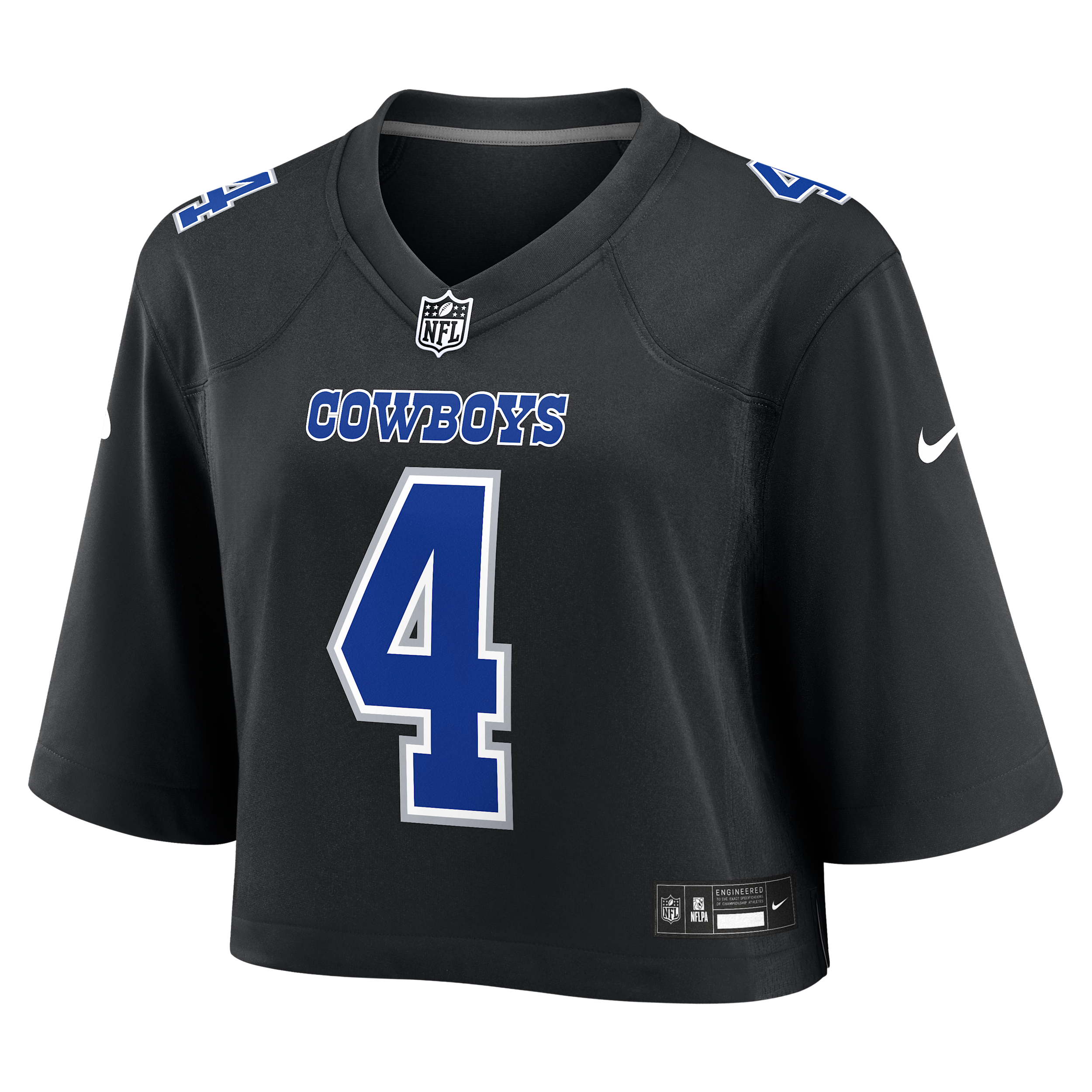 Dak Prescott Dallas Cowboys Nike Women's NFL Cropped Tundra Game Jersey in Black | WCJF00A7RF-ZNS