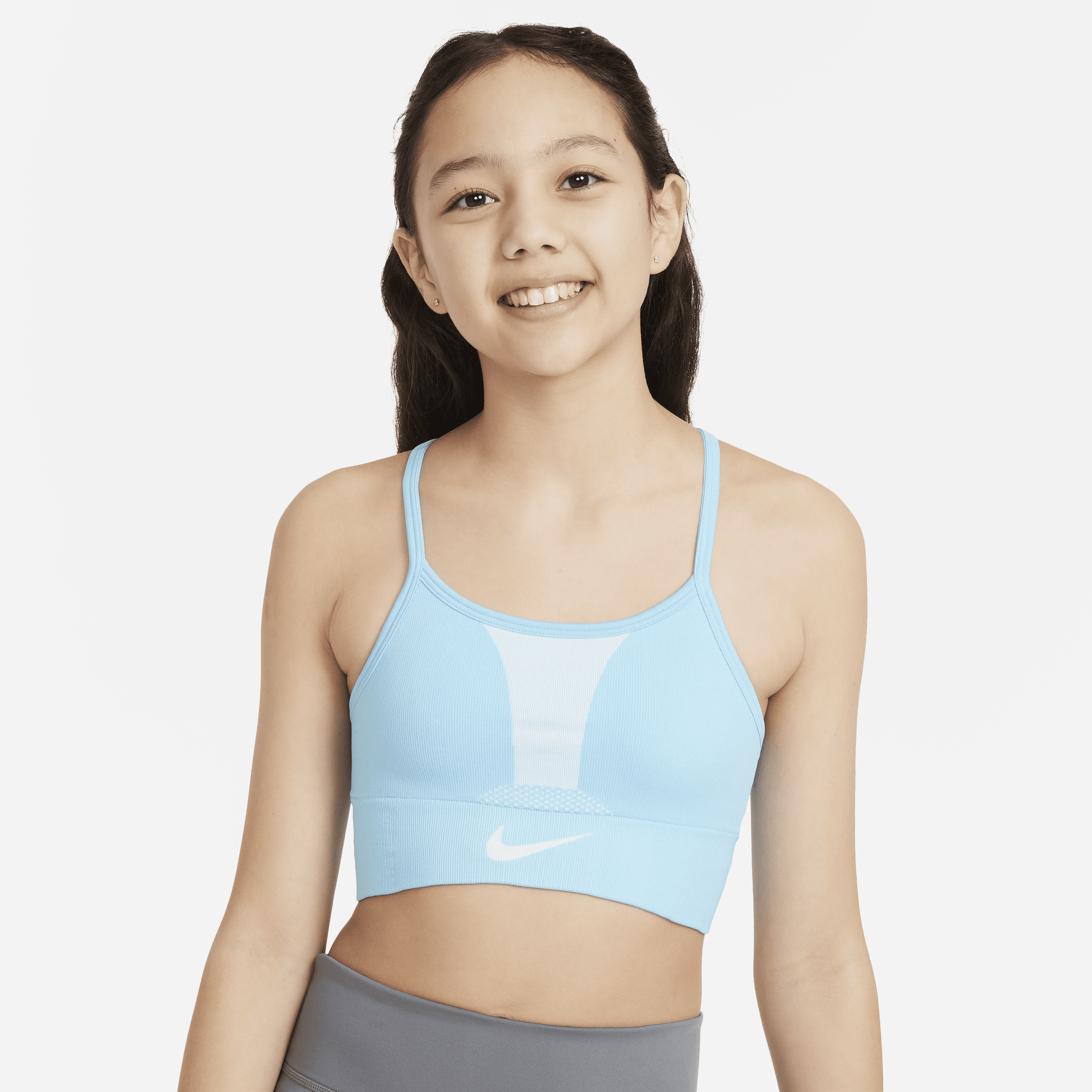 Nike Indy Big Kids' (girls') Dri-fit Sports Bra In Blue