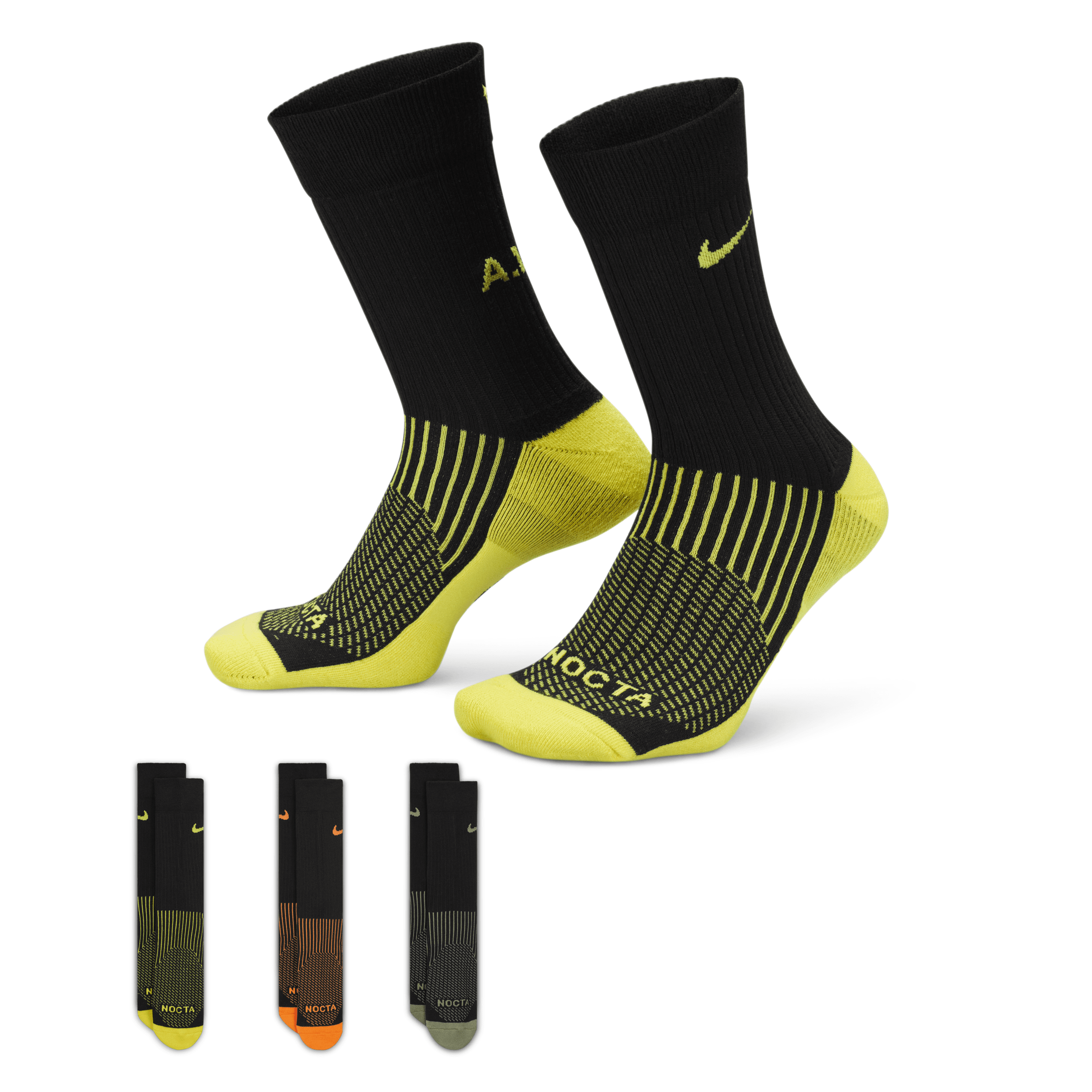 Nike Unisex Nocta Crew Socks (3 Pairs) In Multicolor