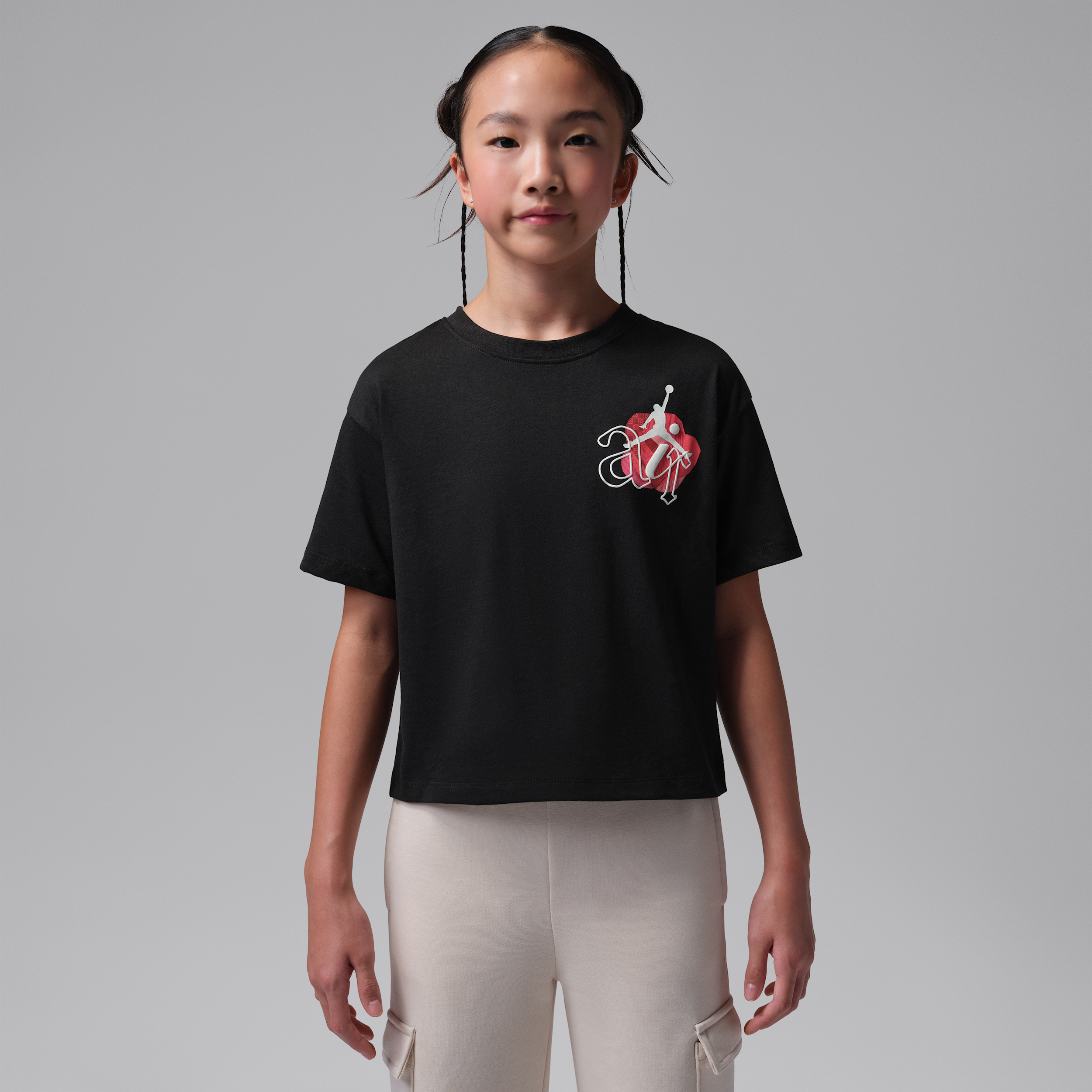 Air Jordan Big Kids' Papercut T-Shirt in Black | 45G593-023