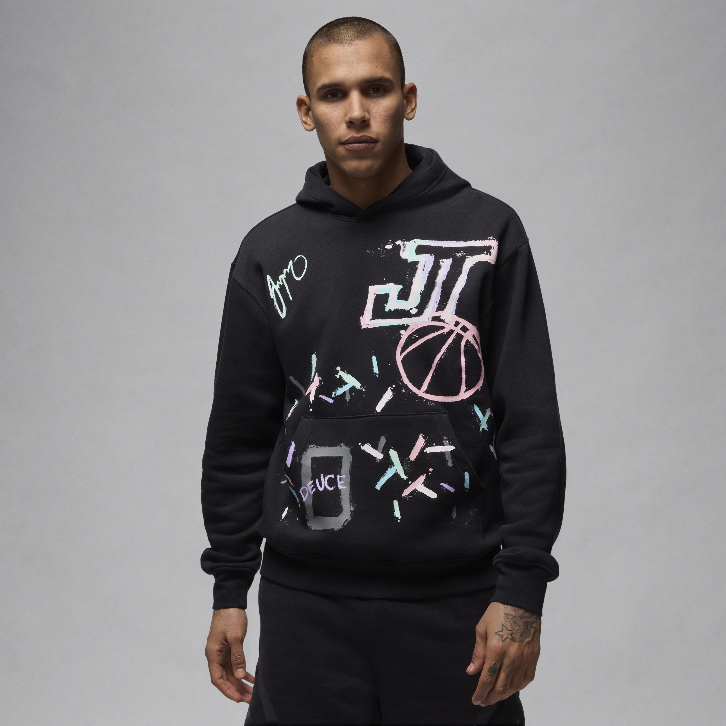 Shop Jordan Nike Men's Tatum Fleece Pullover Hoodie In Black