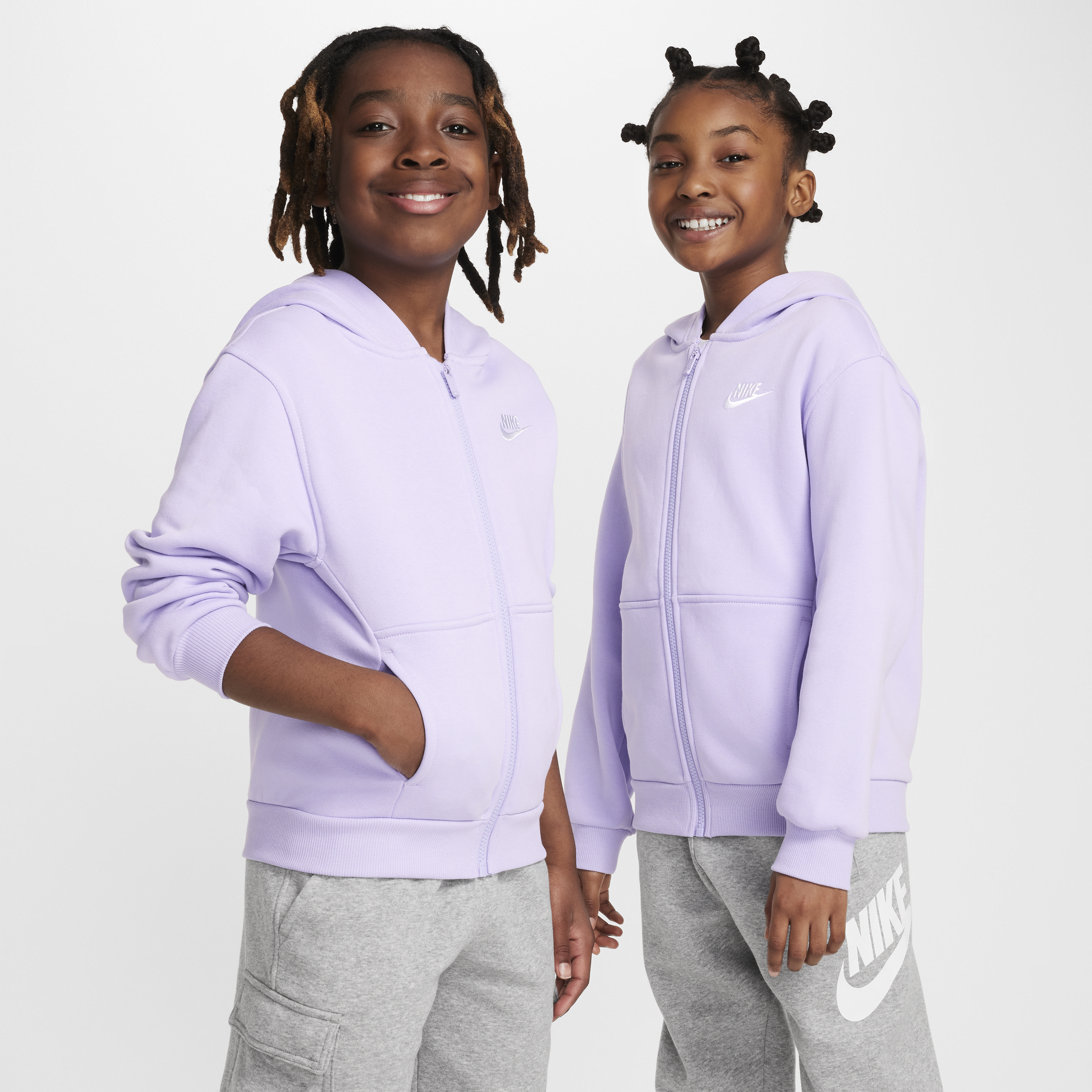 Nike Sportswear Club Fleece Big Kids' Full-zip Hoodie In Purple