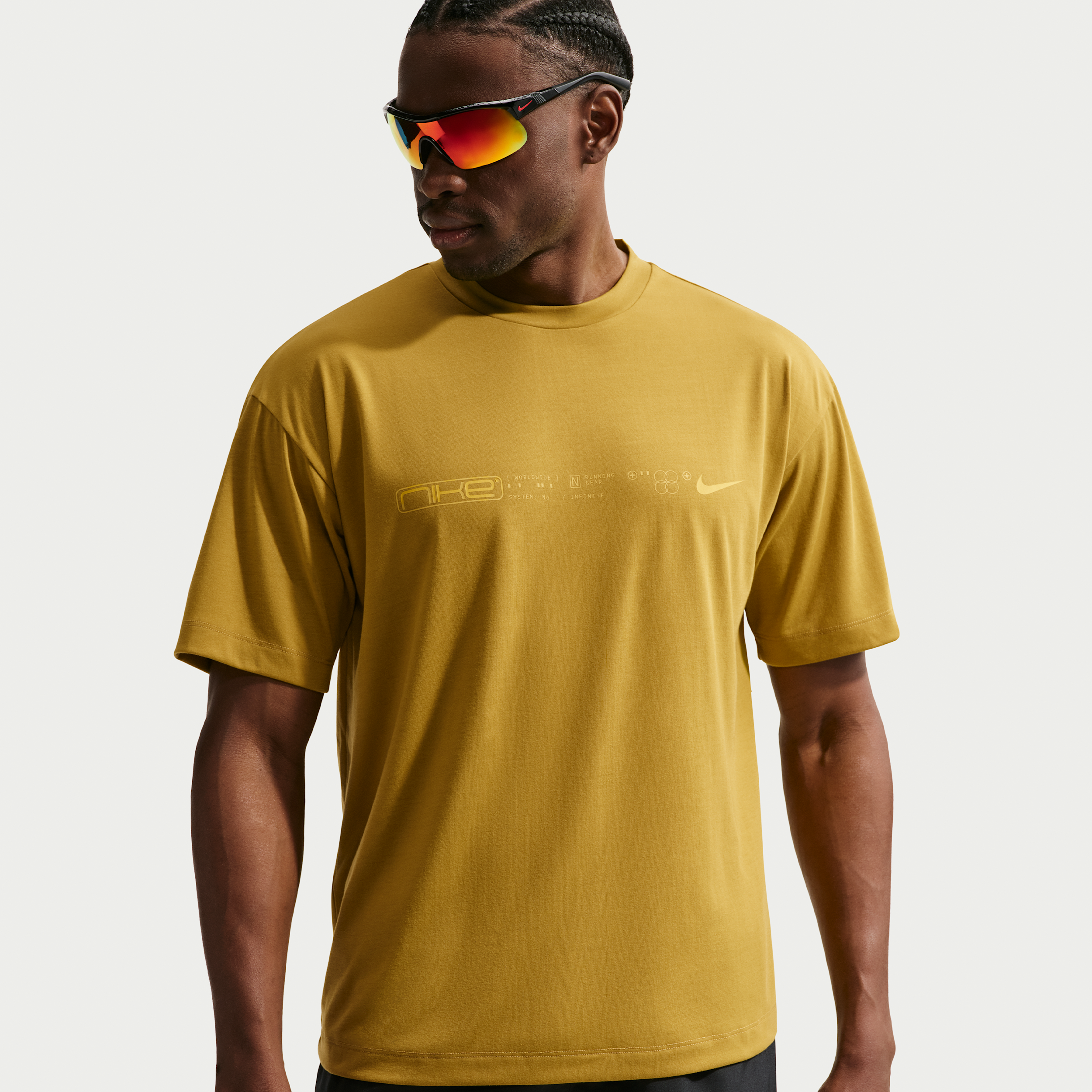 Nike Men's Disrupt Dri-FIT Short-Sleeve Running Top in Peat Moss/Spruce Fog Size: Medium