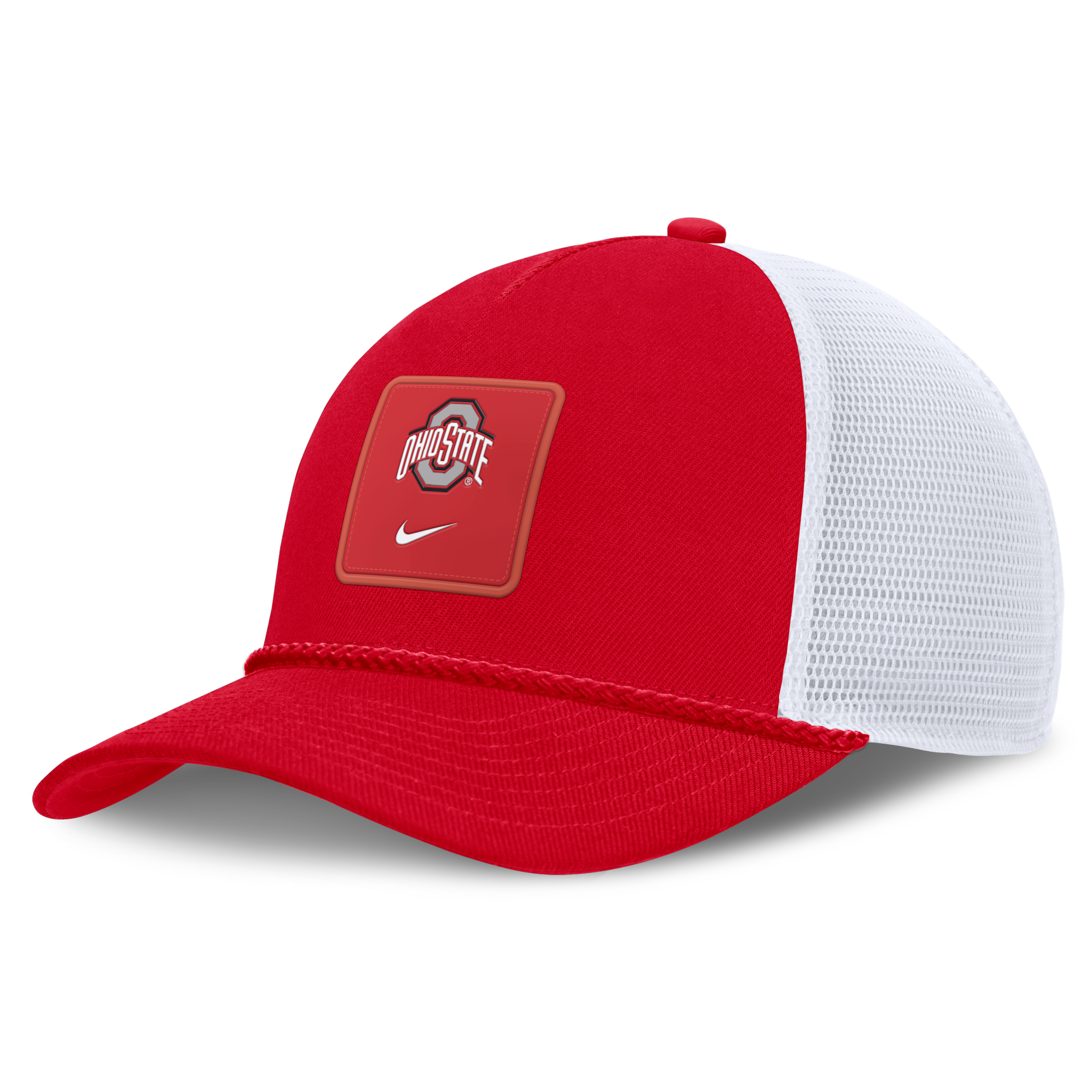 Nike Men's and Women's Scarlet Ohio State Buckeyes 2026 On-Field Gameday Rope Trucker Adjustable Hat - Scarlet, White