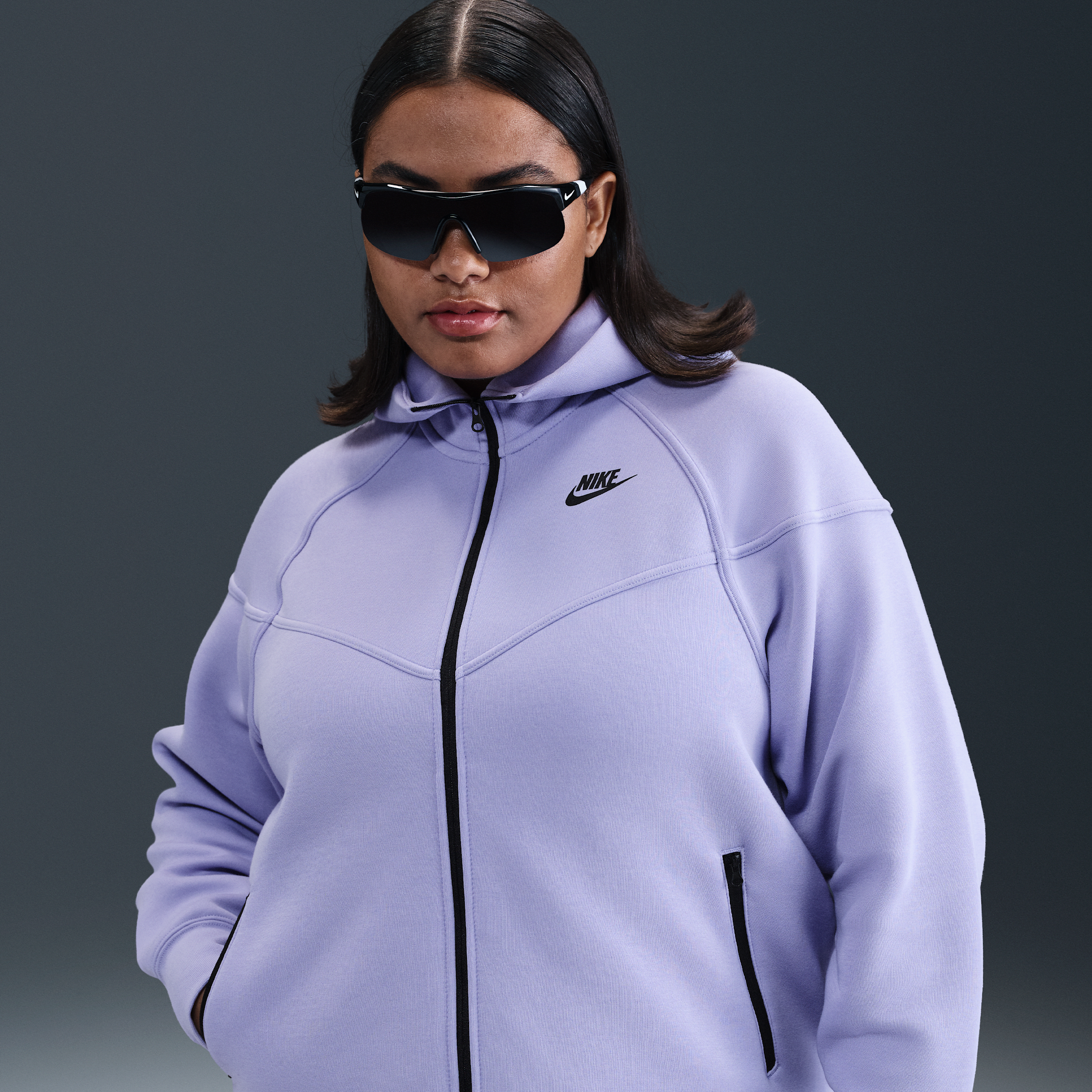 Nike Women's  Sportswear Tech Fleece Windrunner Full-zip Hoodie (plus Size) In Purple