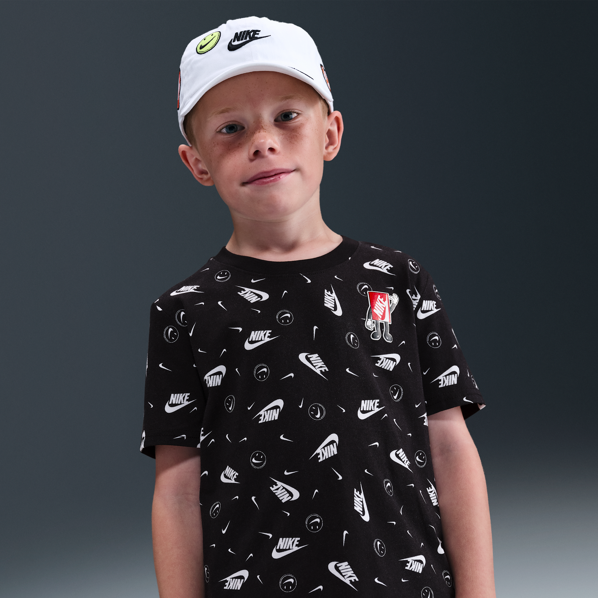 Nike Little Kids' Printed Boxy T-shirt In Black