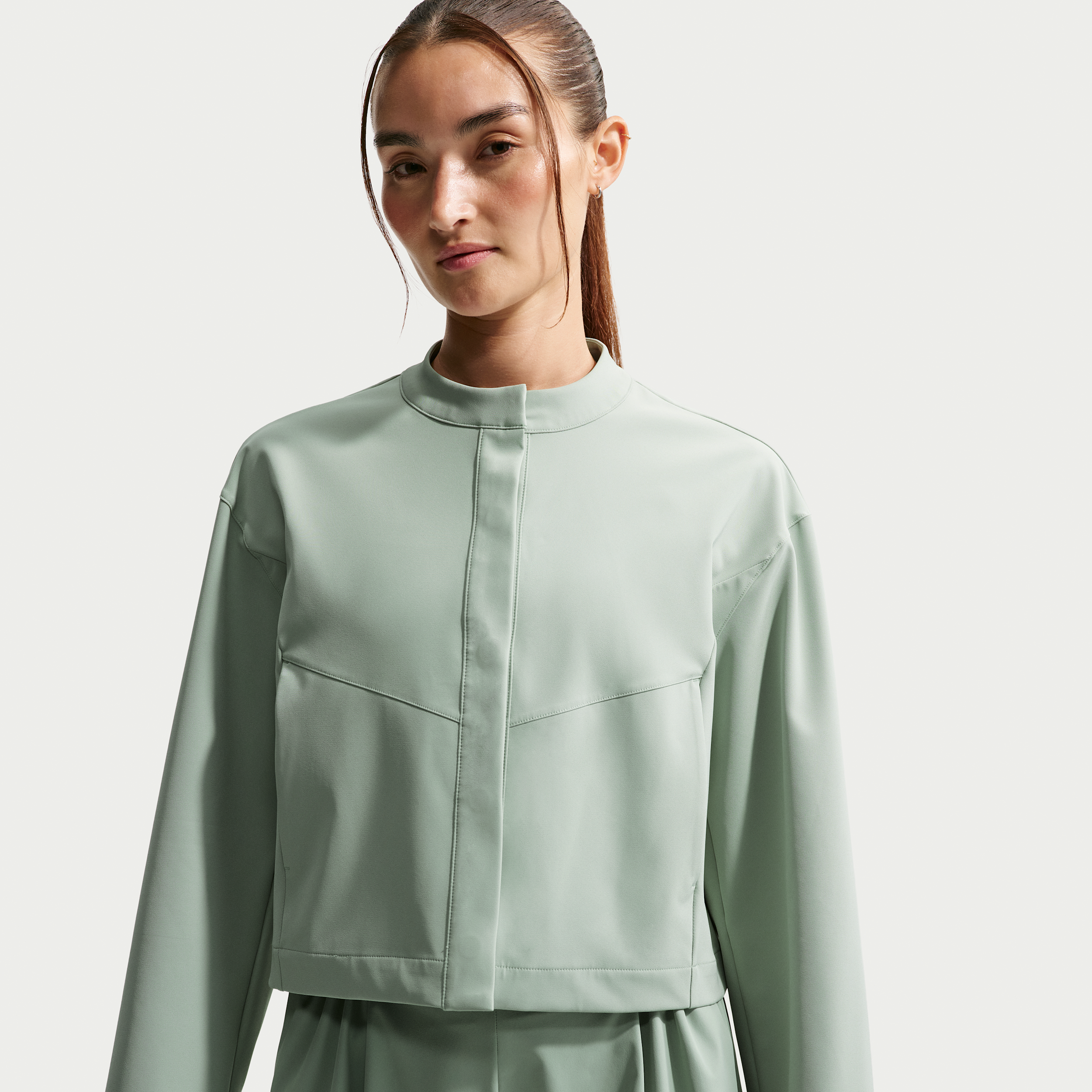 Nike Women's 24.7 PerfectStretch Dri-FIT Loose-Fit Cropped Jacket in Green | IB8986-006