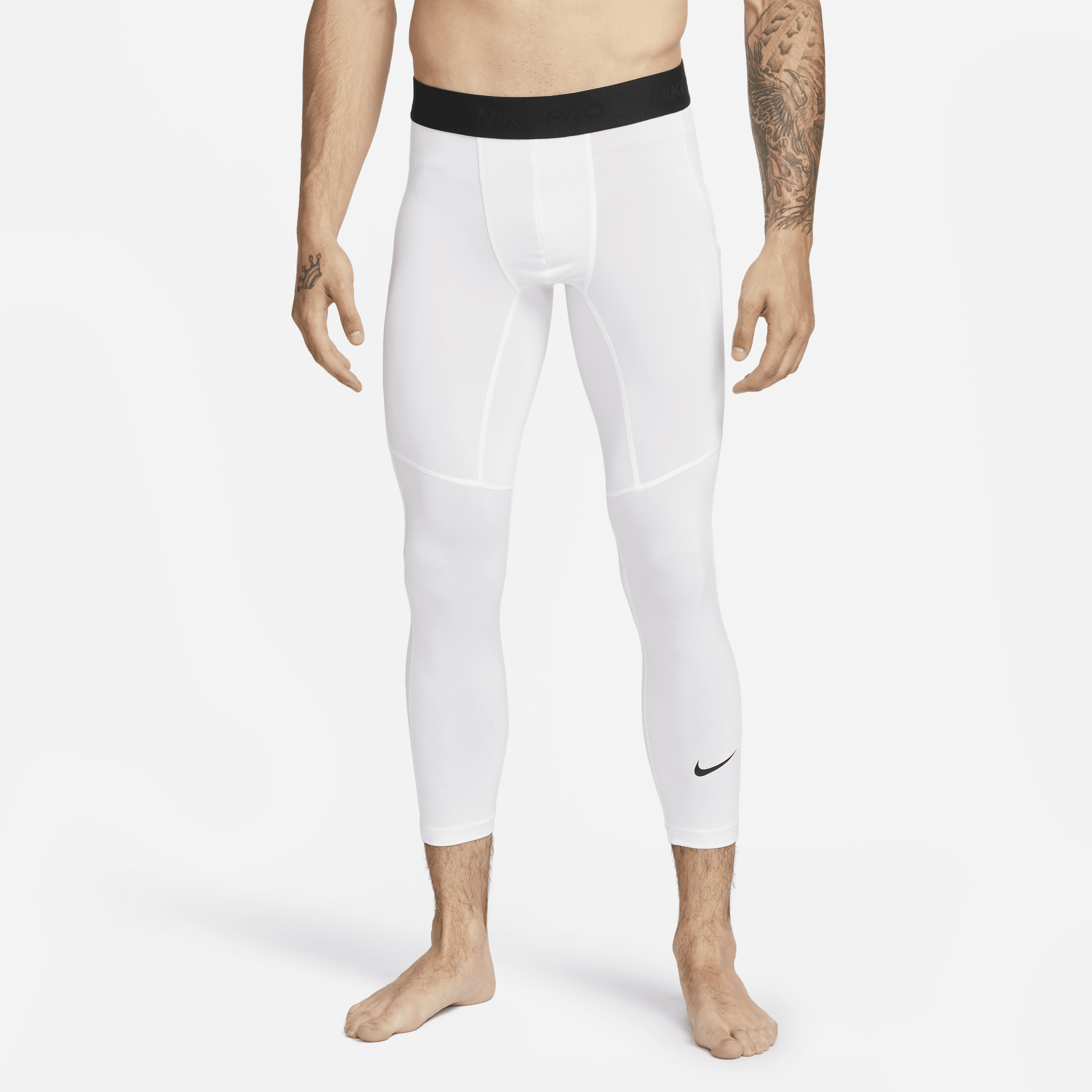 Men's Nike Pro Dri-FIT 3/4-Length Fitness Tights in White, Size: Large | FB7950-100