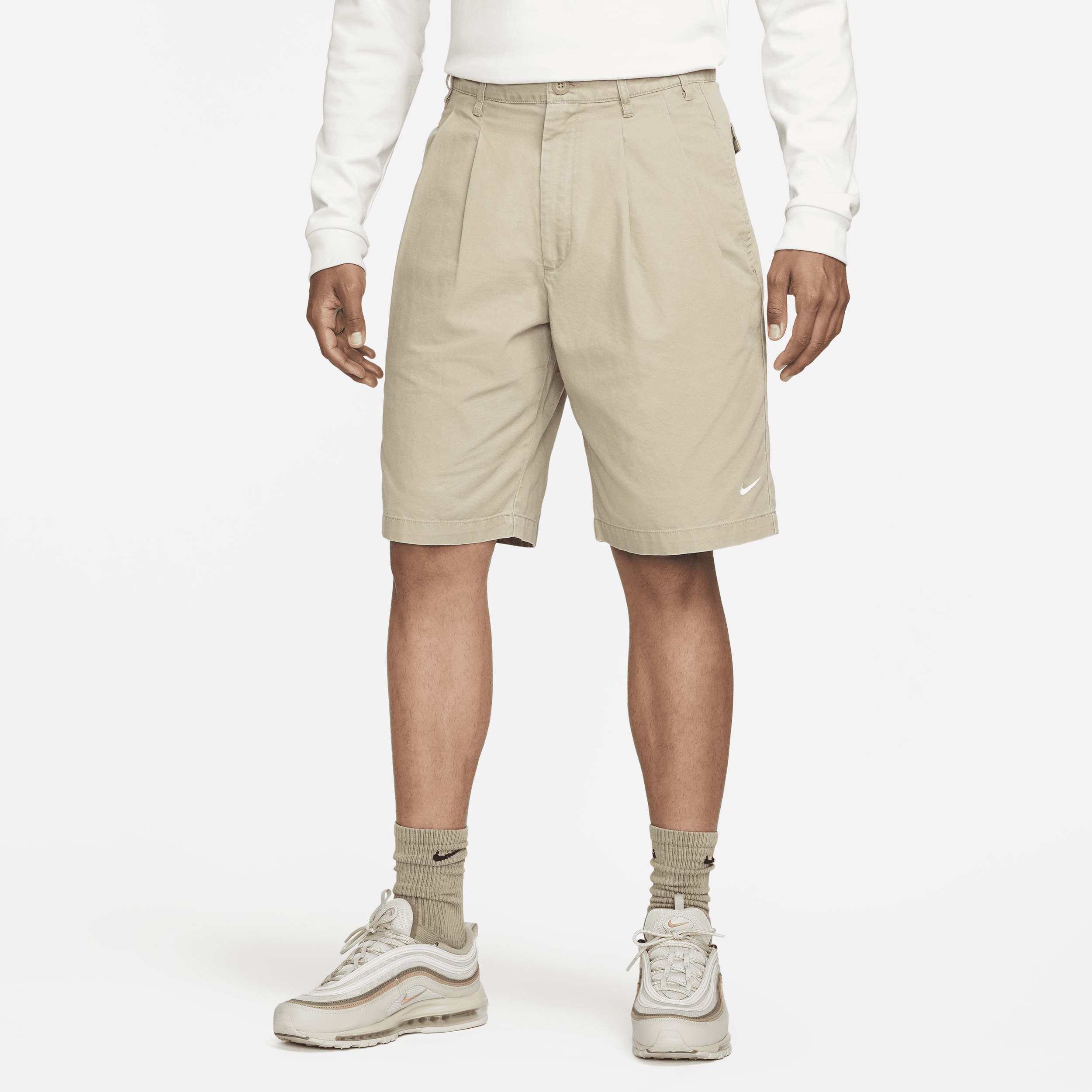 Nike Men's Life Pleated Chino Shorts In Brown