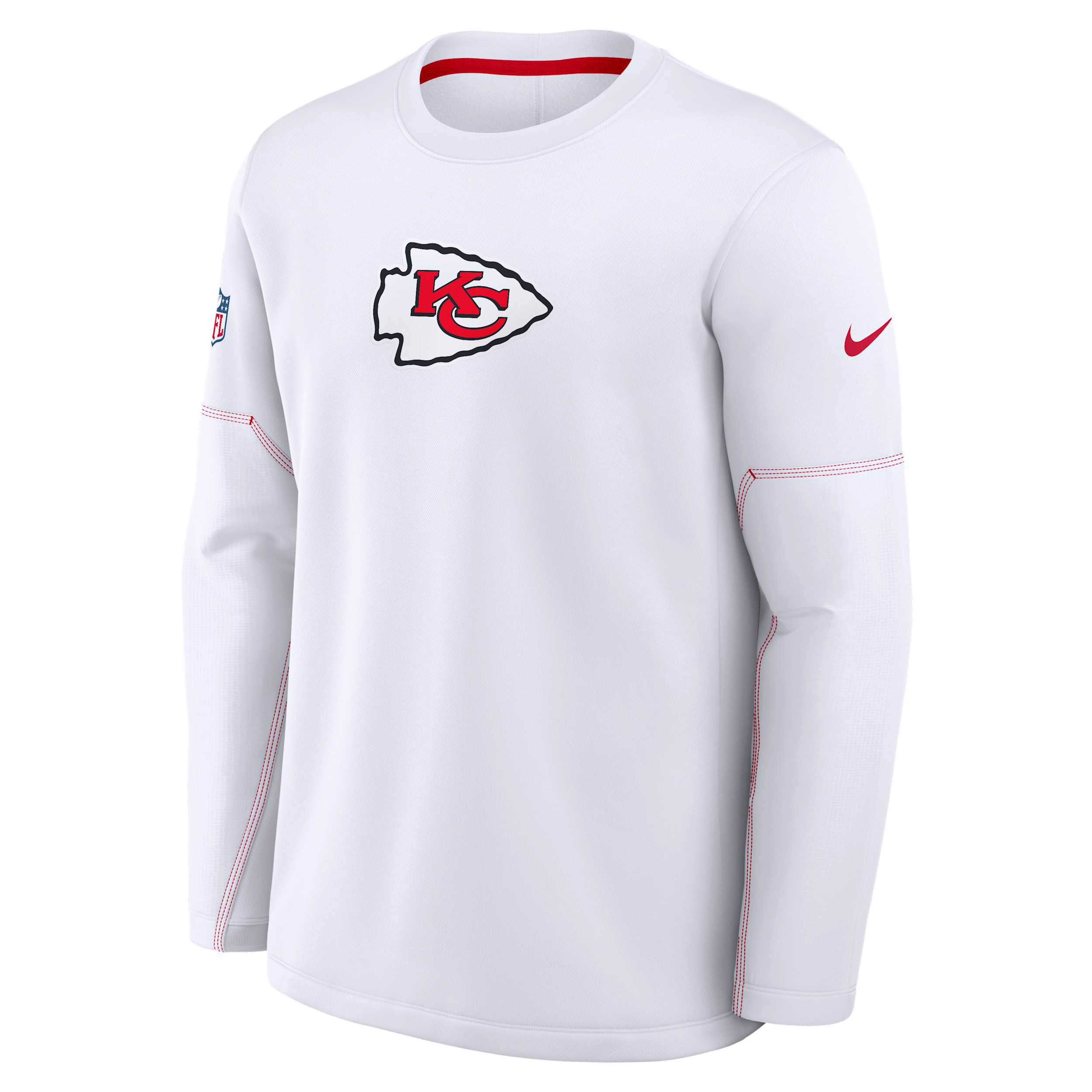 Kansas City Chiefs Sideline Coaches Nike Men's Therma-FIT NFL Long-Sleeve T-Shirt in White | 03BR075K7G-MXW