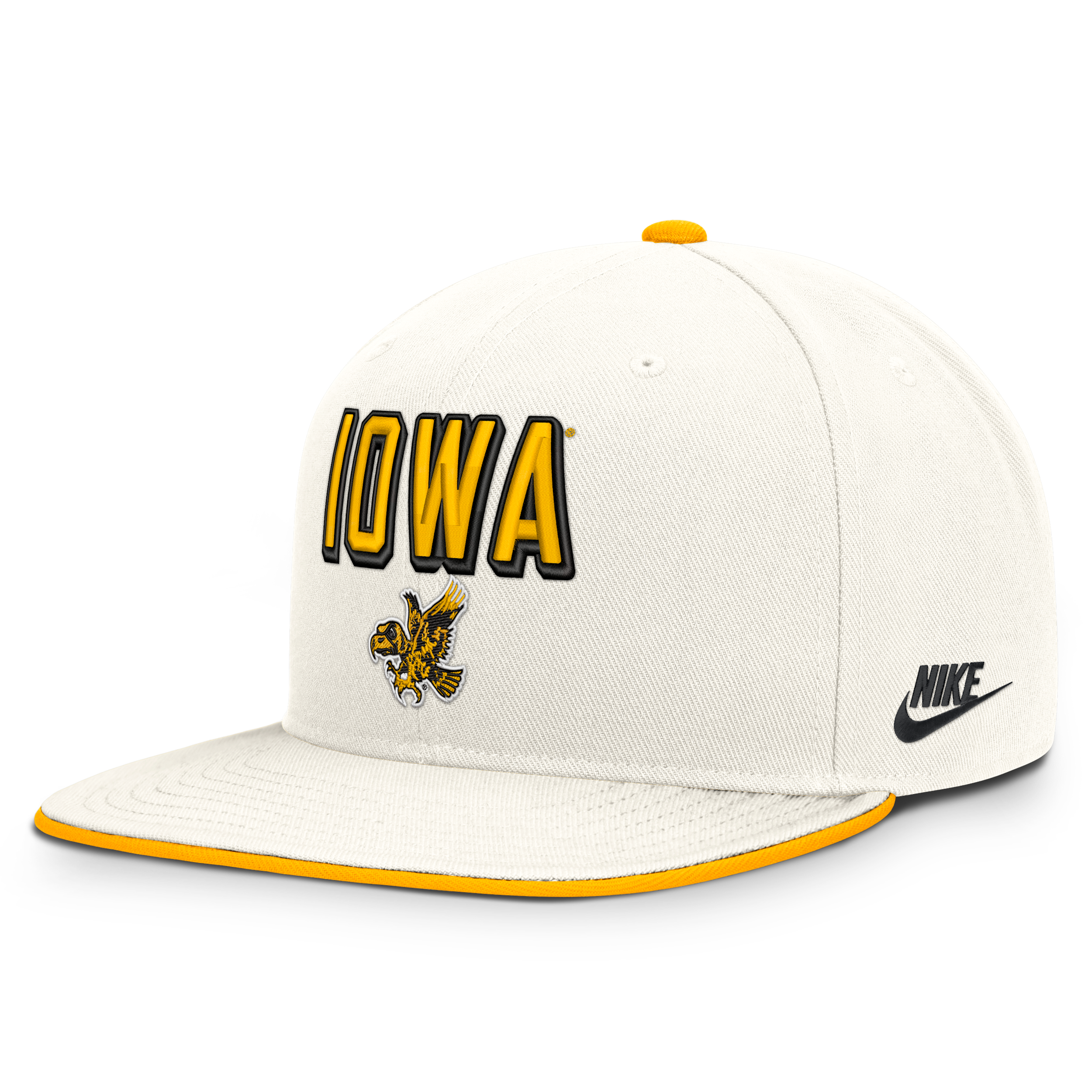 Iowa Legacy Letter & Mascot Pro Nike Men's Dri-FIT College Adjustable Hat in White | NC120KGUIAV-207