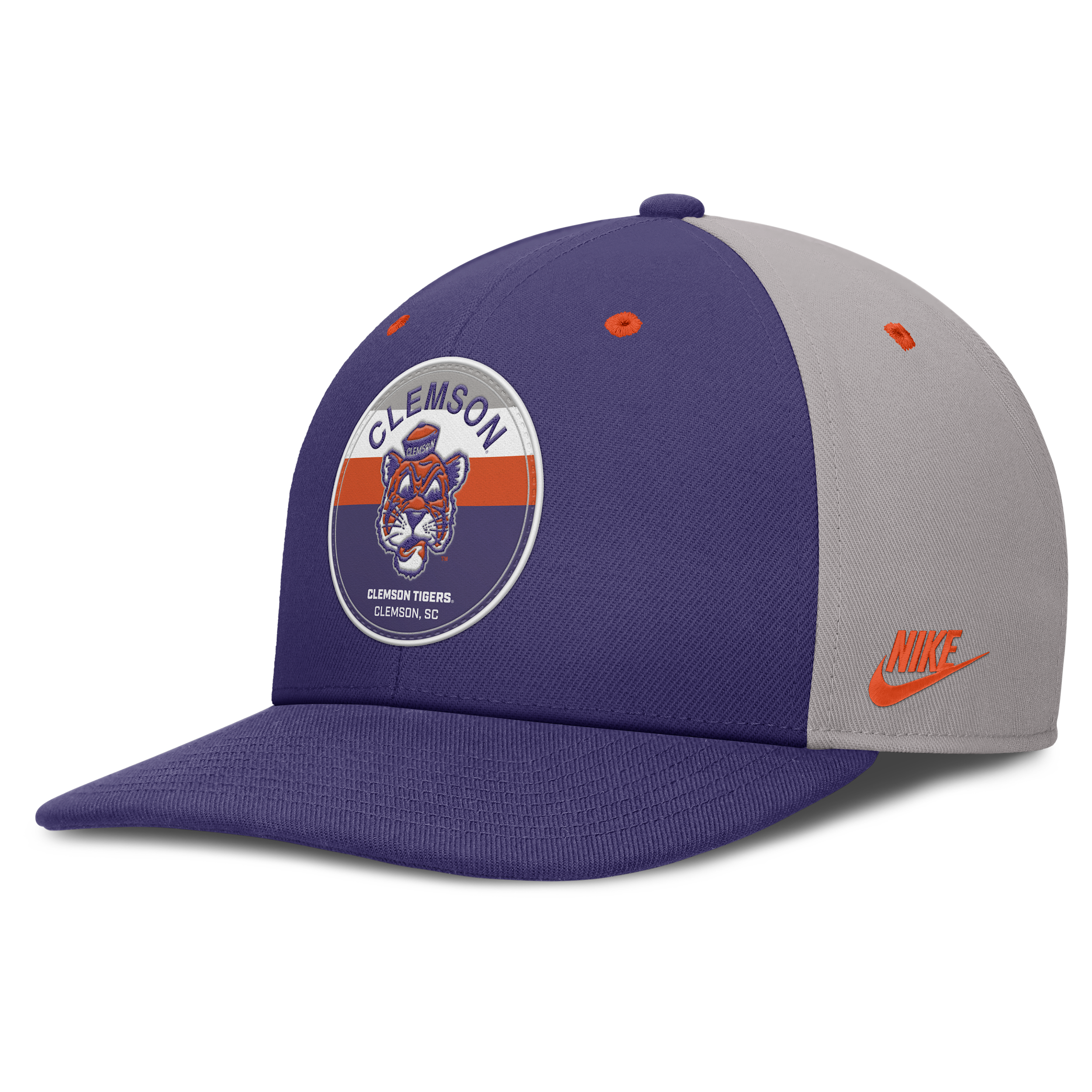 Nike Men's Purple/gray Clemson Tigers Prep Pro Performance Snapback Hat In Purple