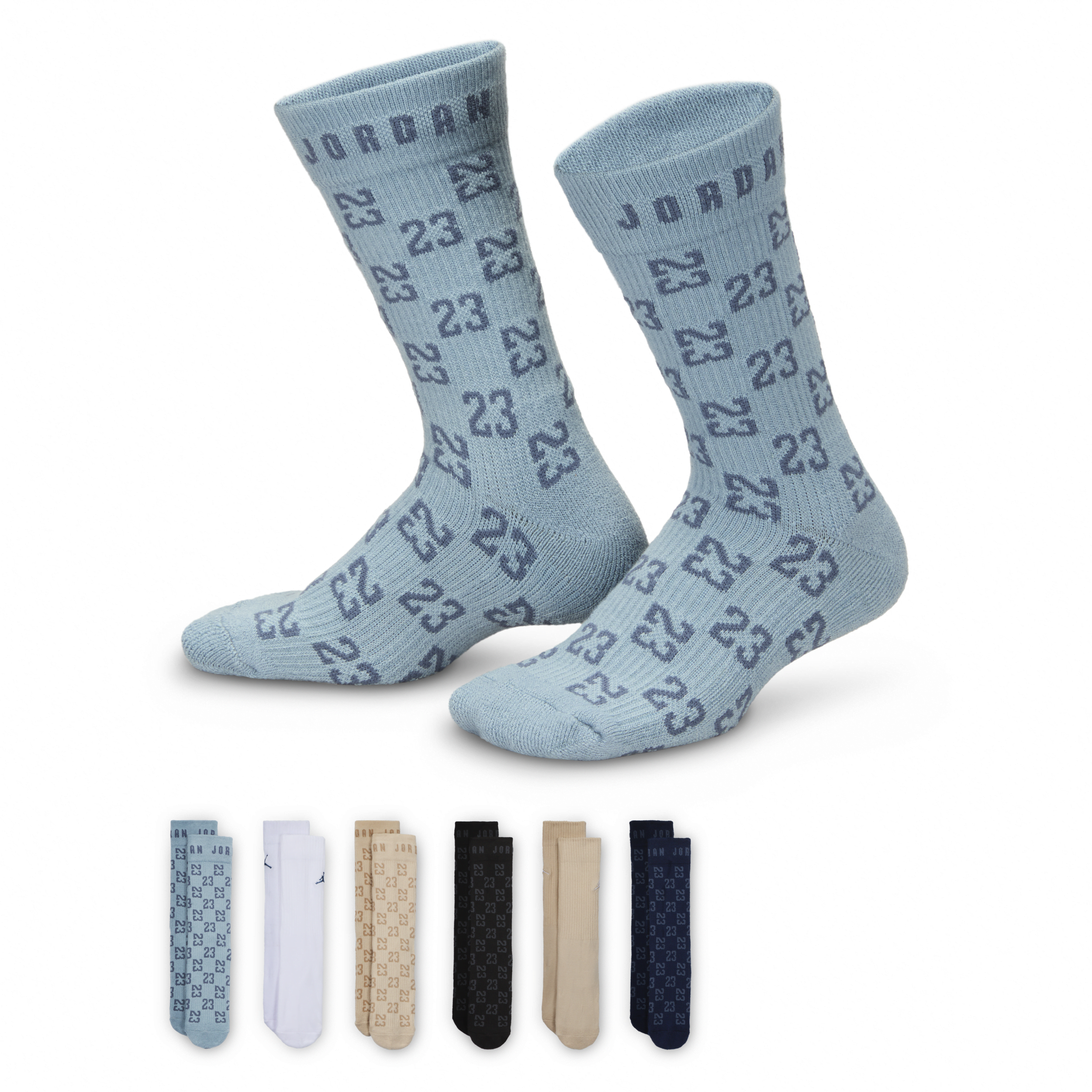 Jordan Monogram Essentials Big Kids' Crew Socks (6 Pairs) In Brown