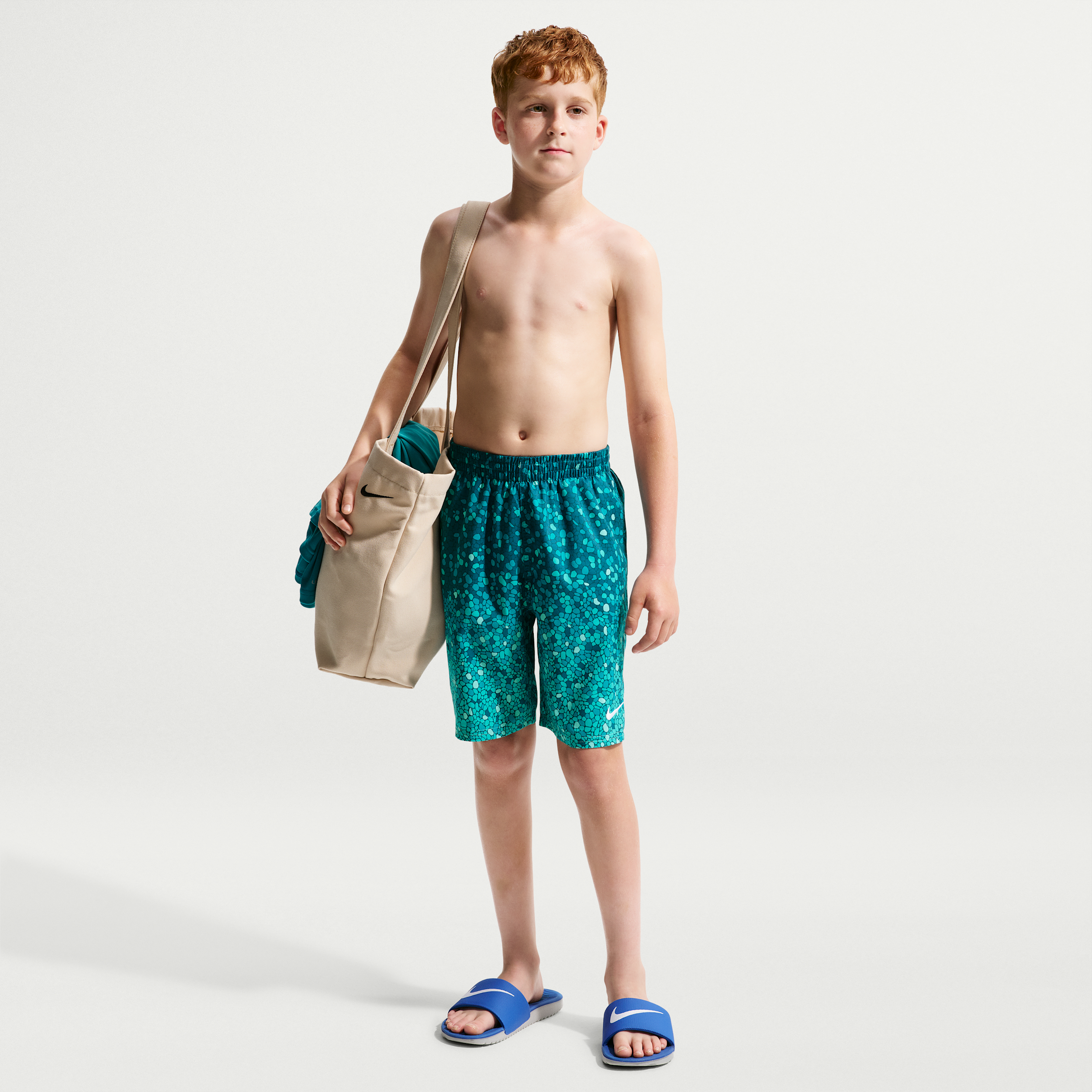 Nike Swim Breaker Big Kids' (Boys') 7" Brief-Lined Volley Short in Blue | NESSG823-448